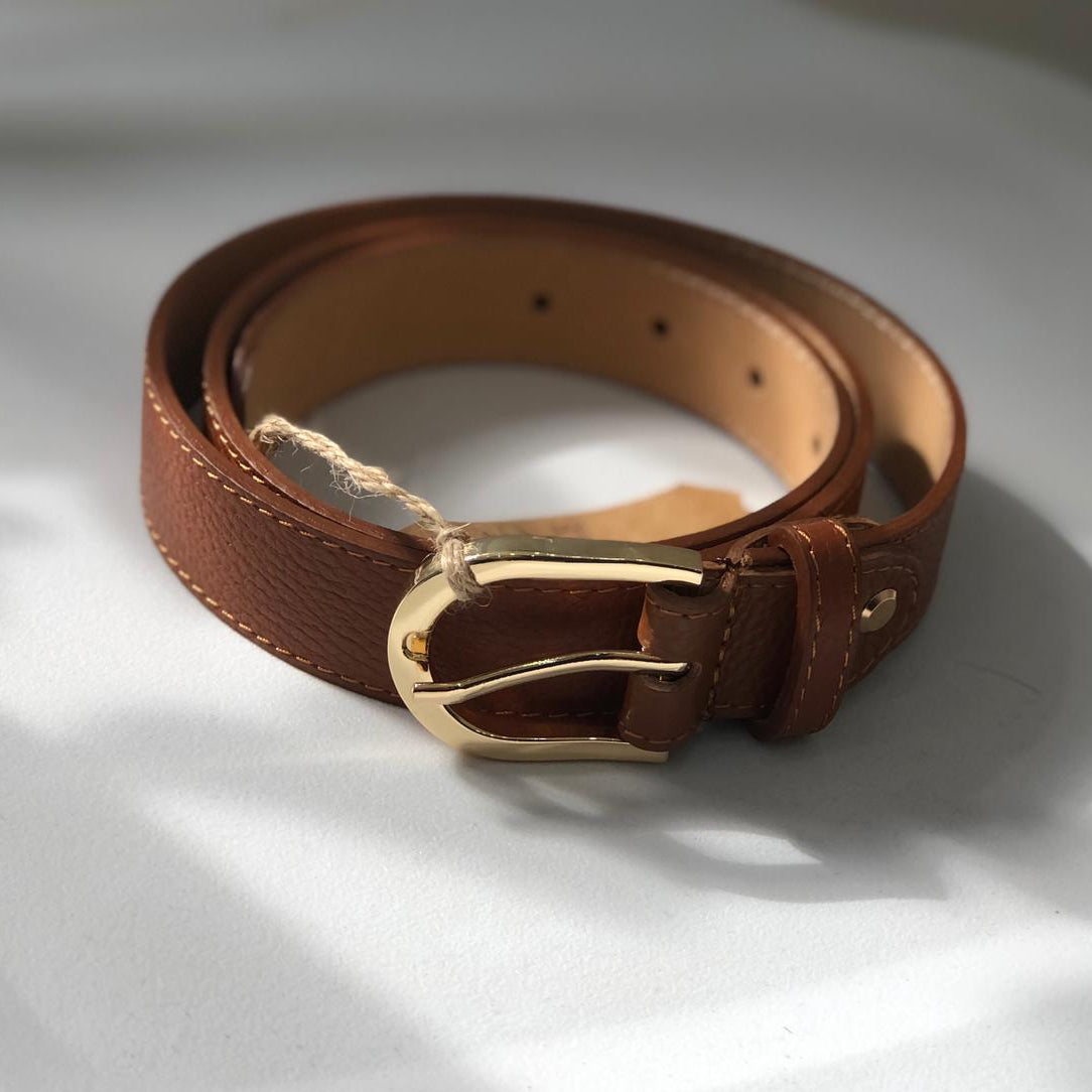 Classica - cintura in pelle con fibbia gold