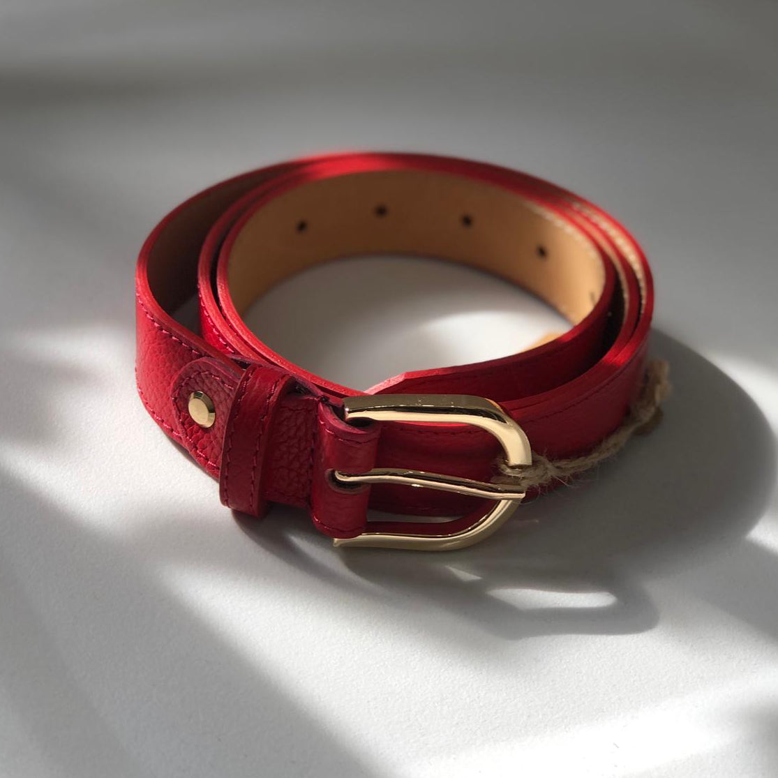 Classica - cintura in pelle con fibbia gold