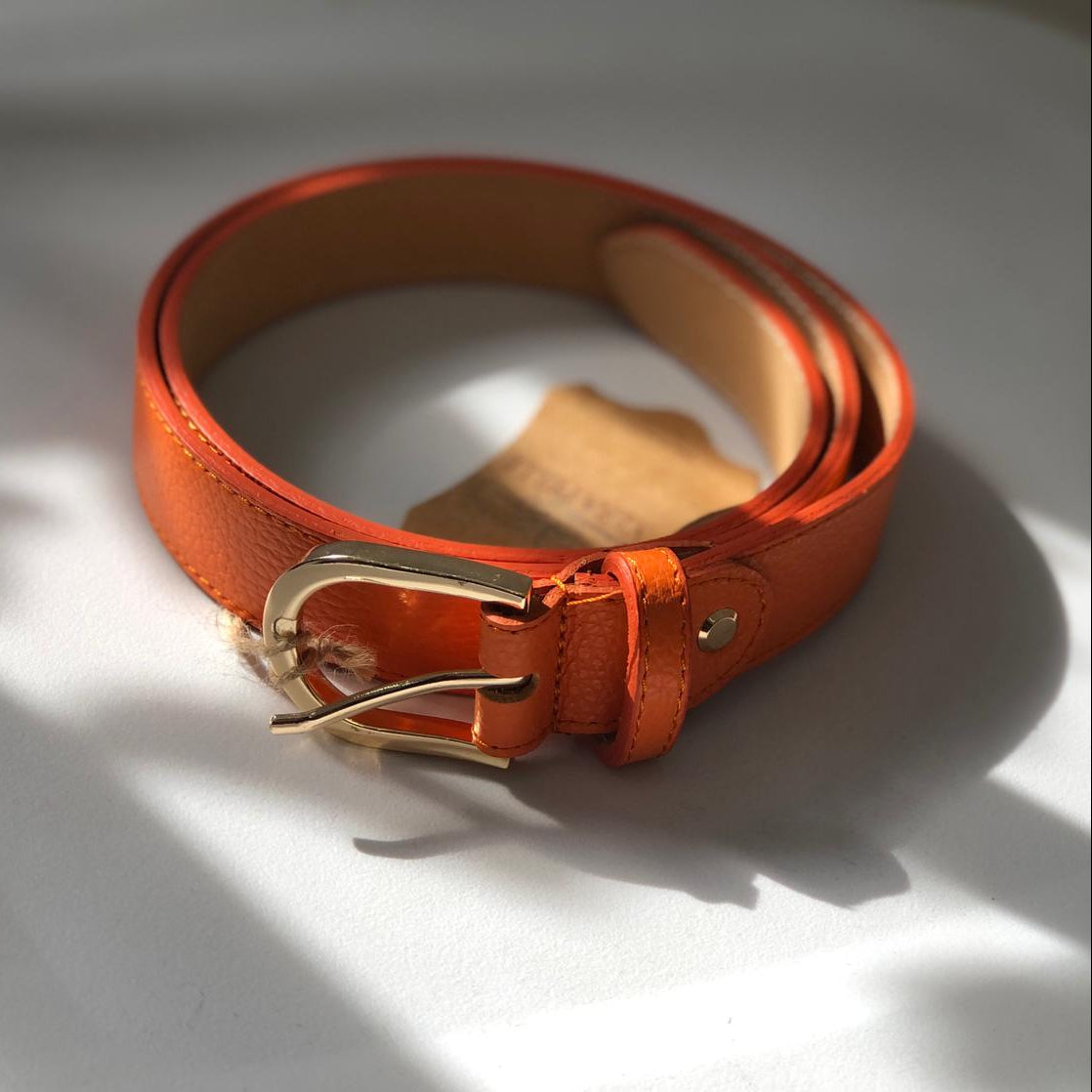 Classica - cintura in pelle con fibbia gold