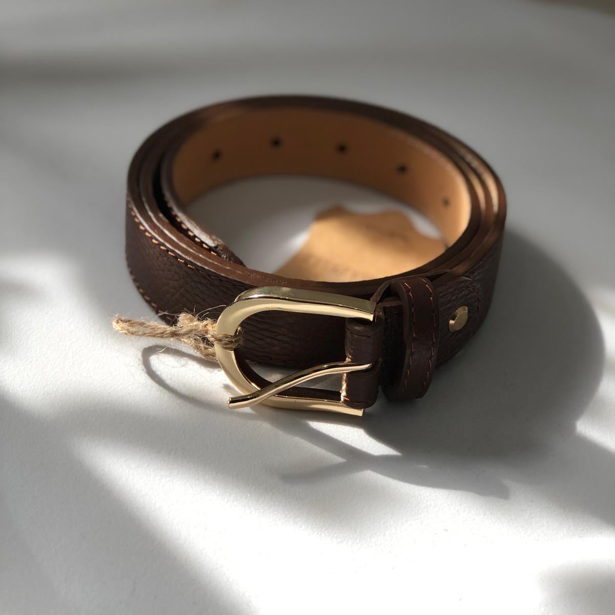 Classica - cintura in pelle con fibbia gold
