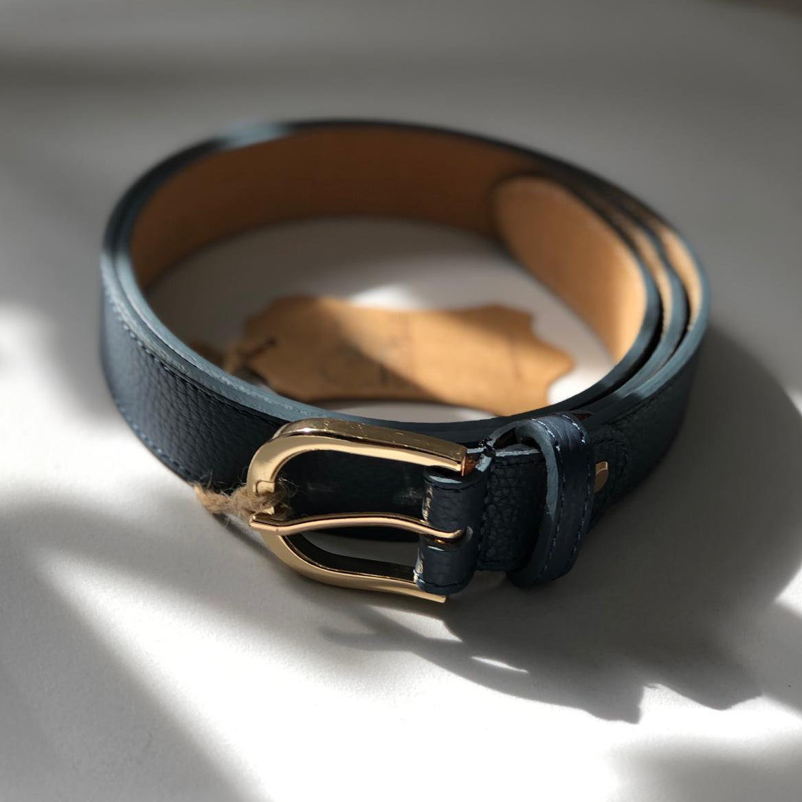Classica - cintura in pelle con fibbia gold