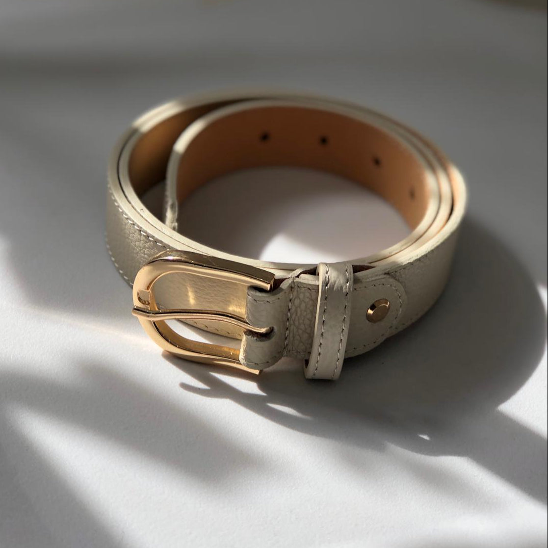 Classica - cintura in pelle con fibbia gold