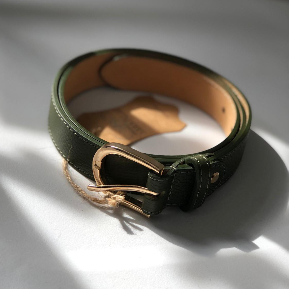 Classica - cintura in pelle con fibbia gold