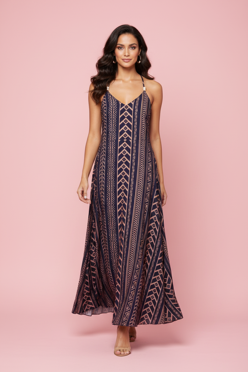 Abito Alicia - Maxi Dress con Stampa Geometrica