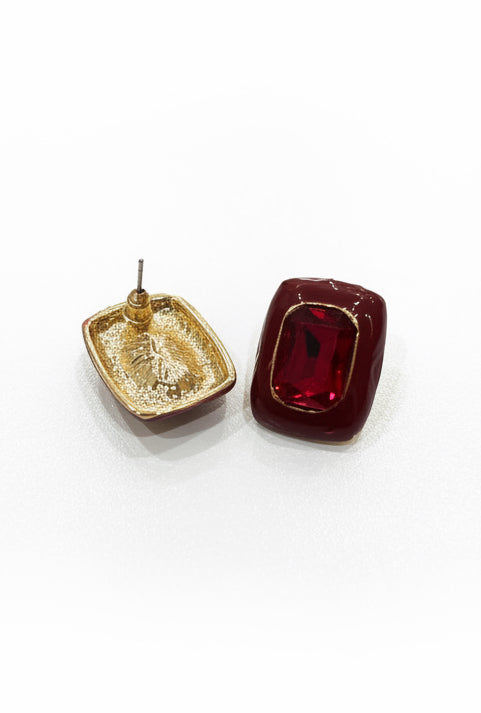 Orecchini Vintage con Cristallo Rosso | Eleganza Retrò