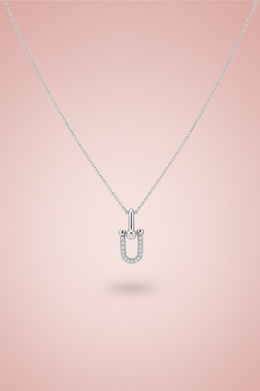 Collana con Pendente e Pavé di Zirconi - Stile Tiffany Argento