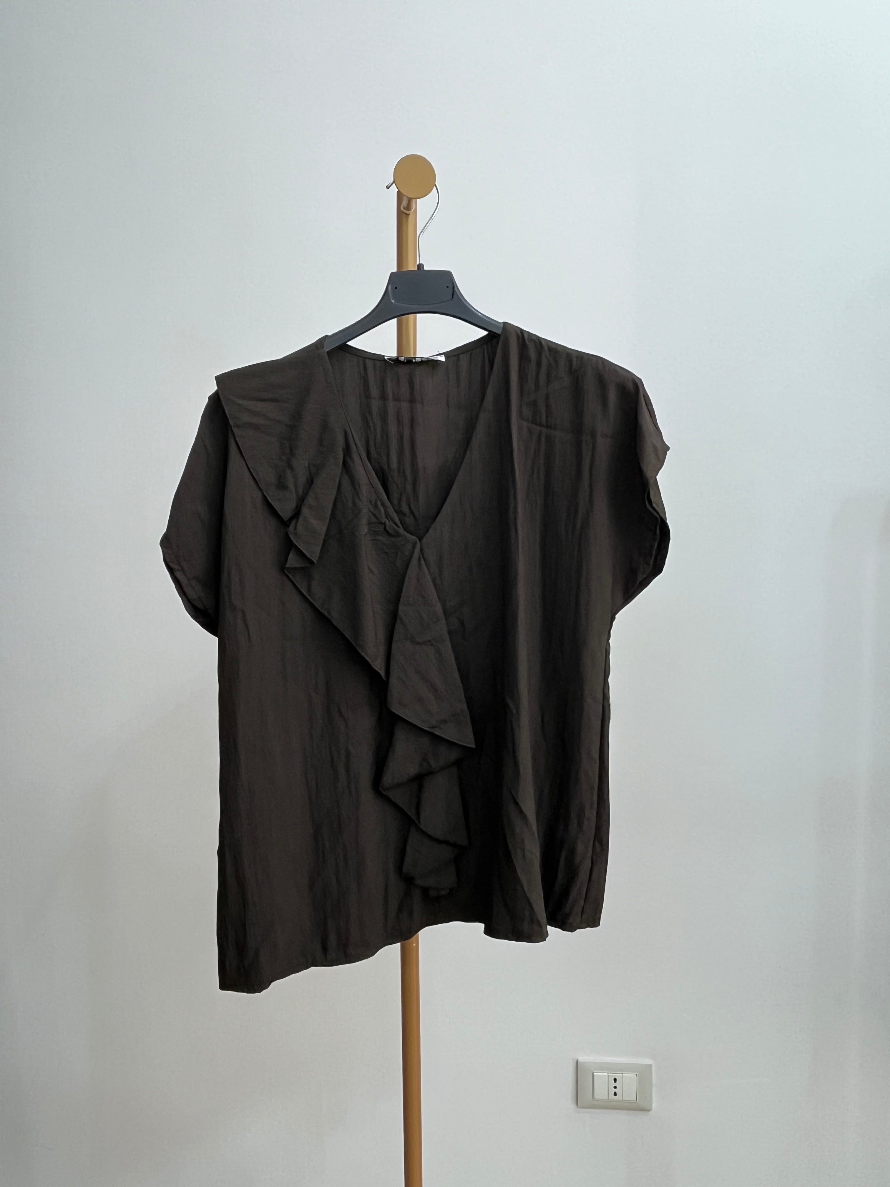 Blusa Matilda in Tessuto Marrone con Fiocco – Camicia Donna Elegante e Raffinata