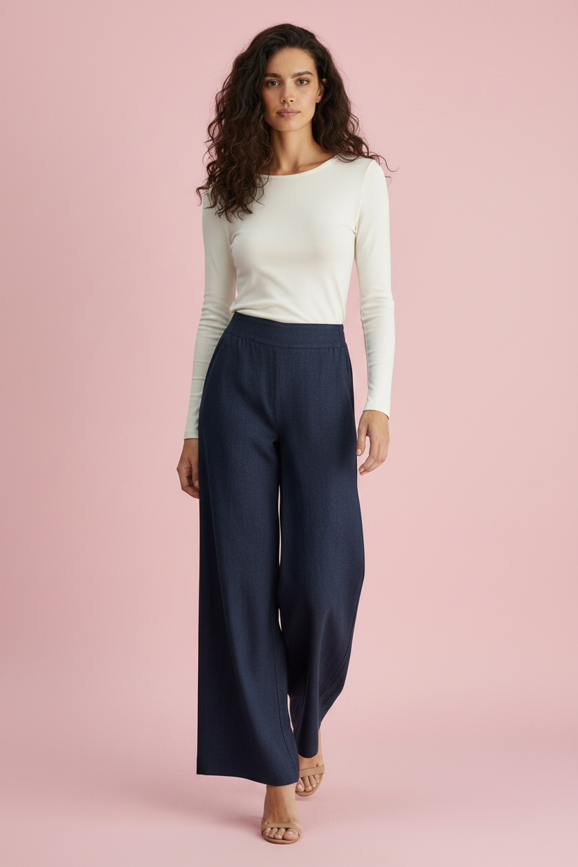 Jeans Silvia- Pantalone Palazzo Denim Leggero Donna – Jeans Morbido a Gamba Ampia