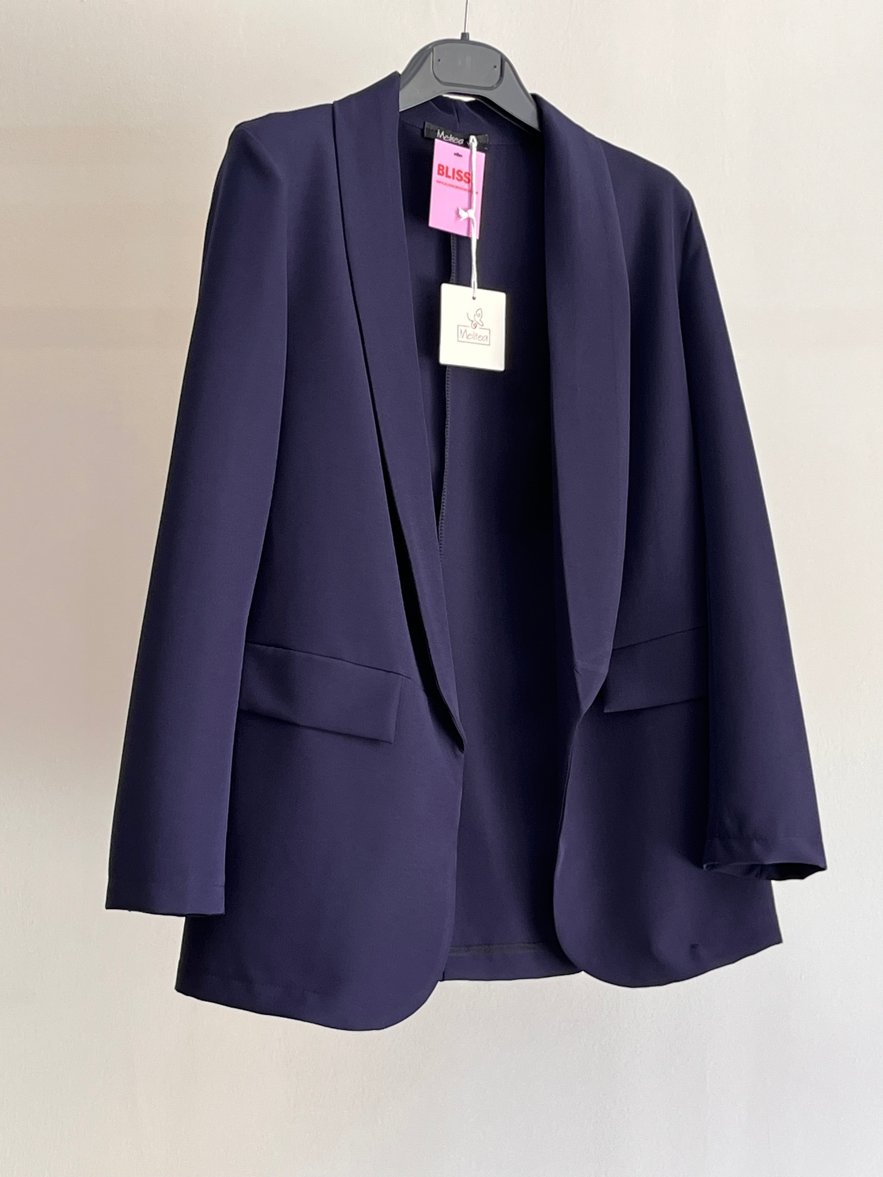 Blazer Donna Elegante – Giacca Strutturata Blu Notte e Bianco