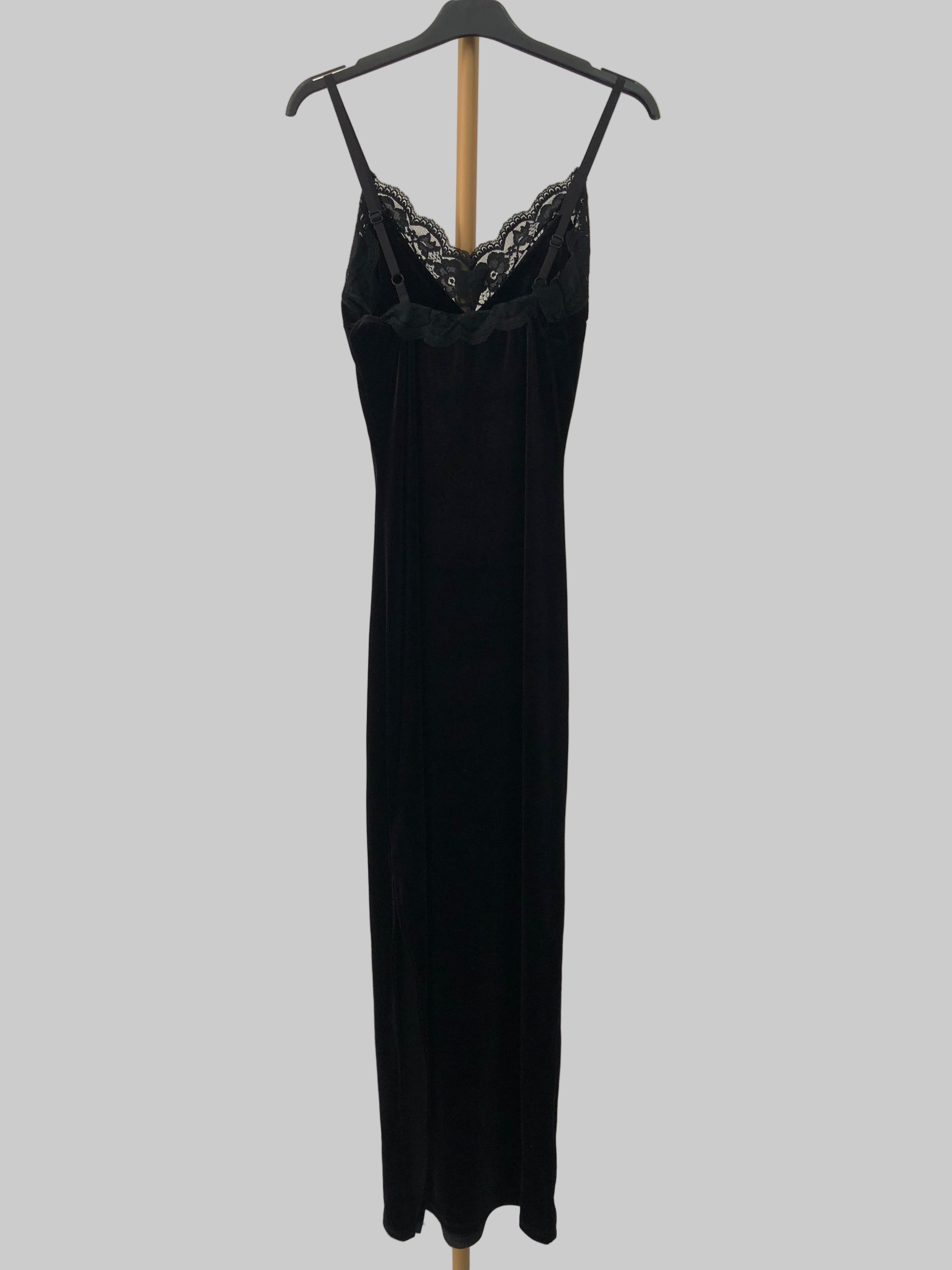 Abito Stella Velluto Nero con Pizzo - Vestito Elegante Donna