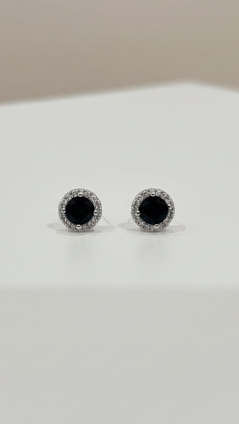 Orecchini Viviana - Orecchini Halo con Cristallo Nero e Zirconi | Eleganza Classica