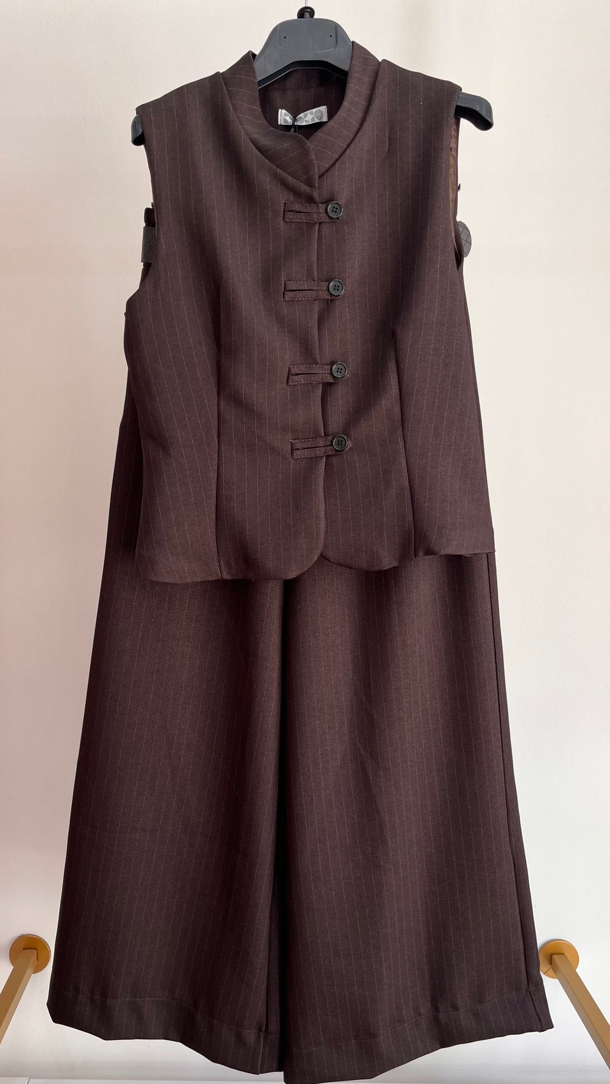 Tailleur Angie - coordinato gessato gilet e pantaloni ampi