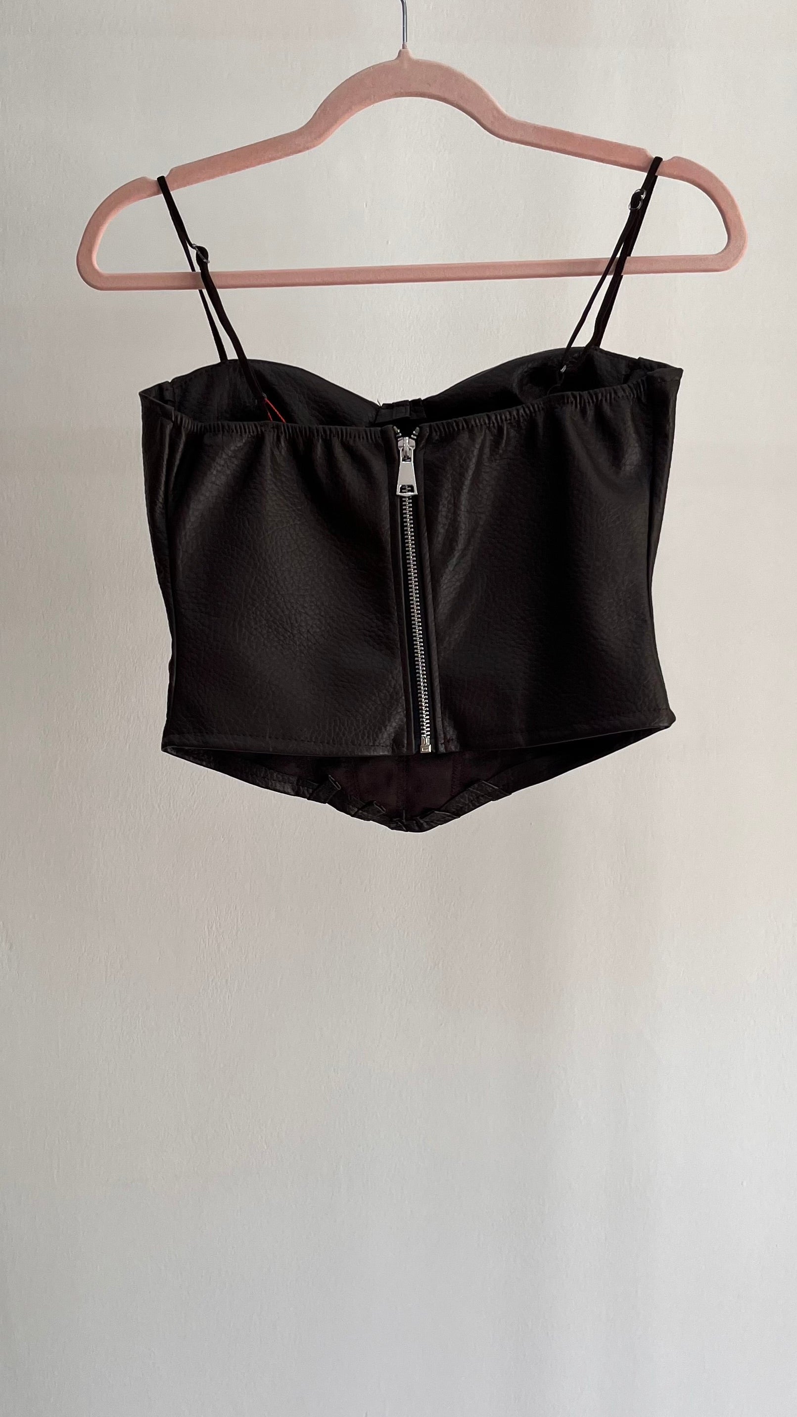 Top Corsetto Rosaria – Effetto Pelle con Zip