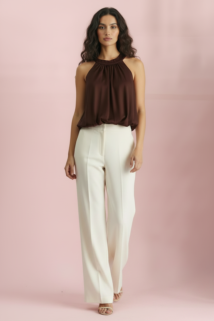 Blusa Paloma - Top Balloon con Collo Halter e Schiena Scoperta
