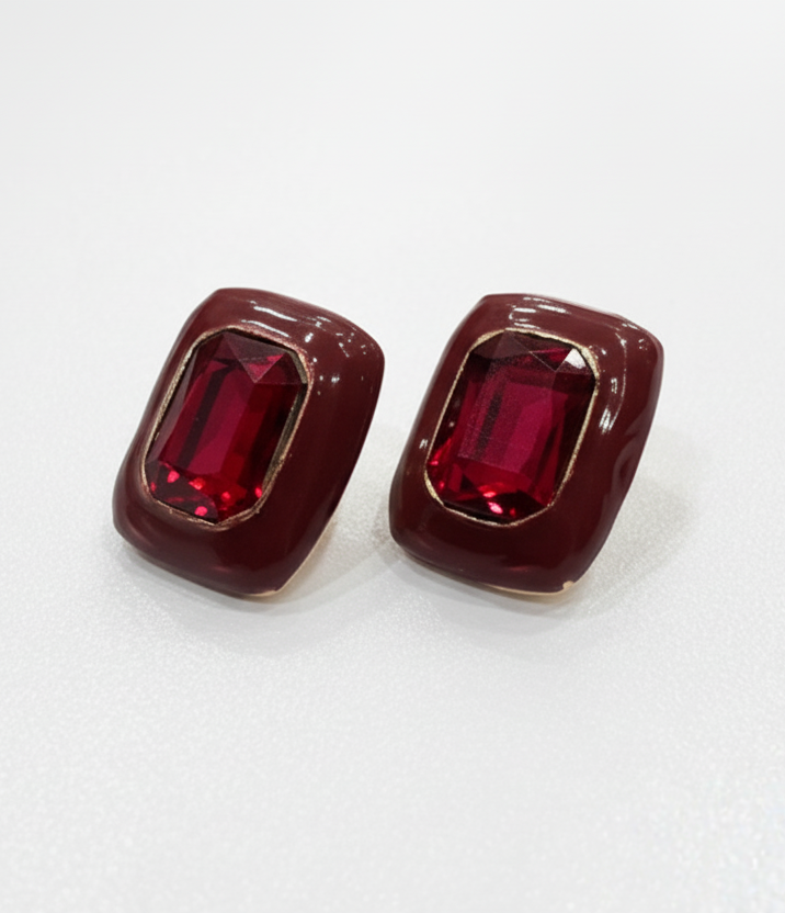 Orecchini Vintage con Cristallo Rosso | Eleganza Retrò