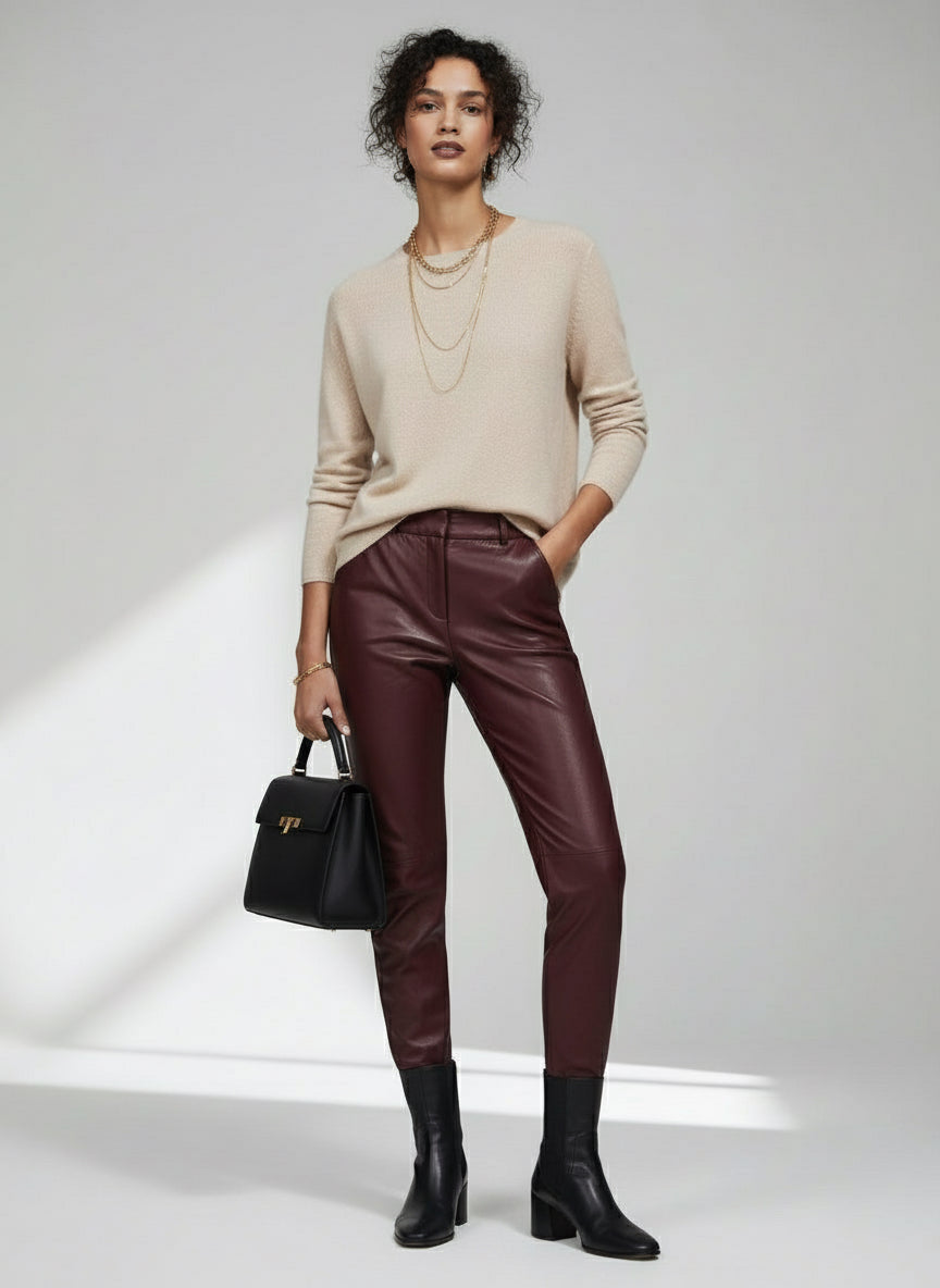 Pantalone Roxanne Ecopelle Donna - Elegante Premium Vita Alta