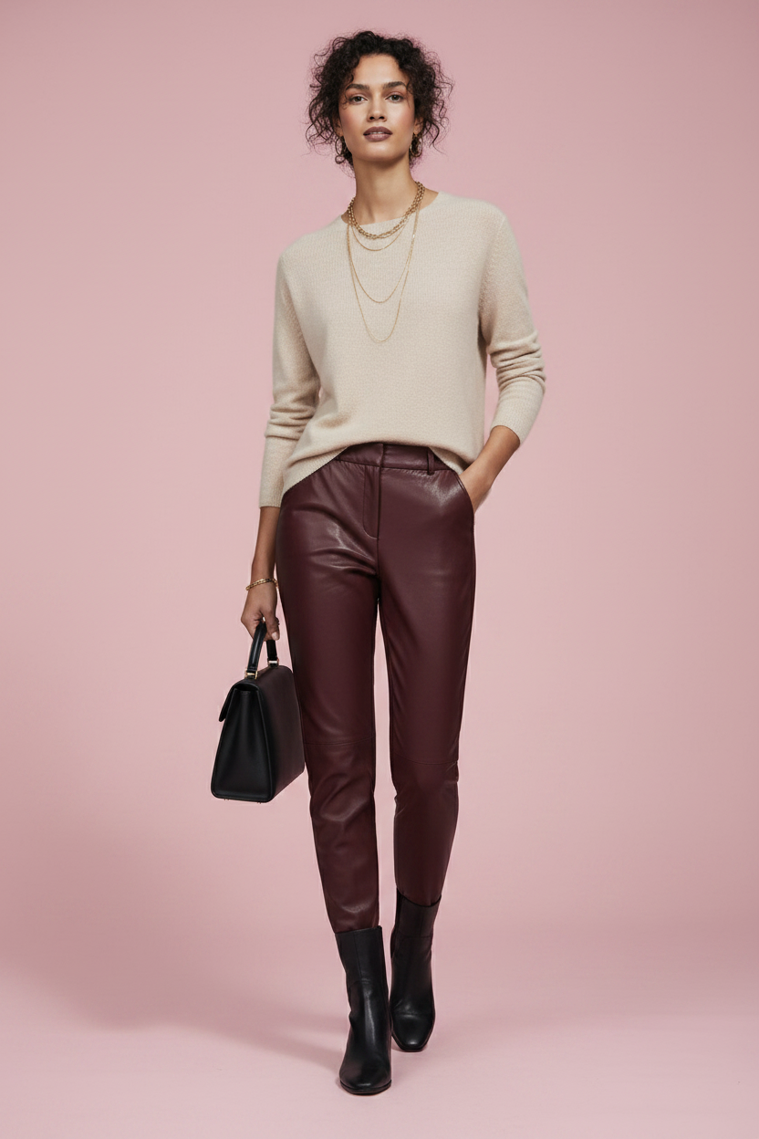Pantalone Roxanne Ecopelle Donna - Elegante Premium Vita Alta