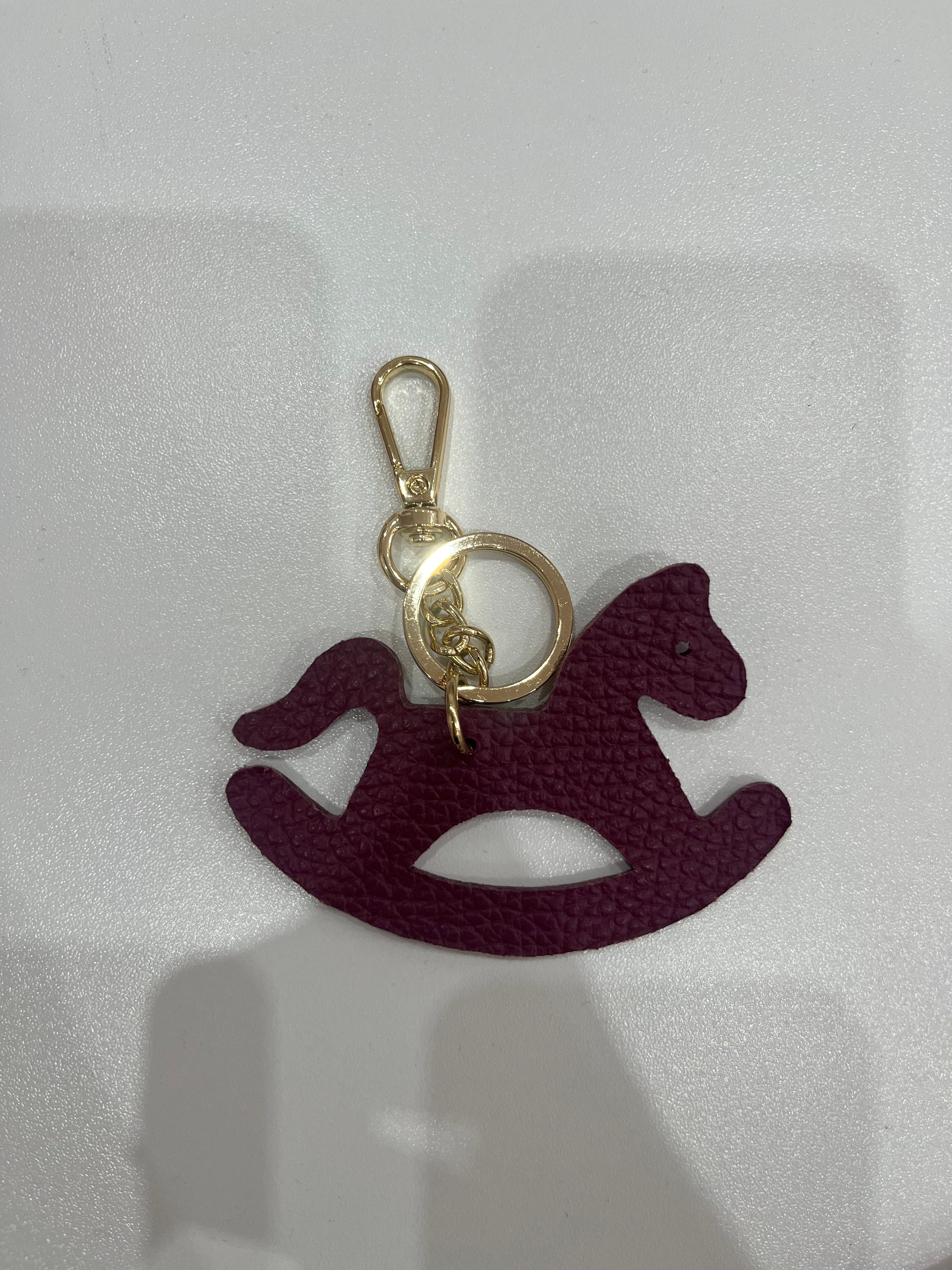 Portachiavi in Vera Pelle con Charm Cavallino o Cuore | Accessorio Borsa Donna