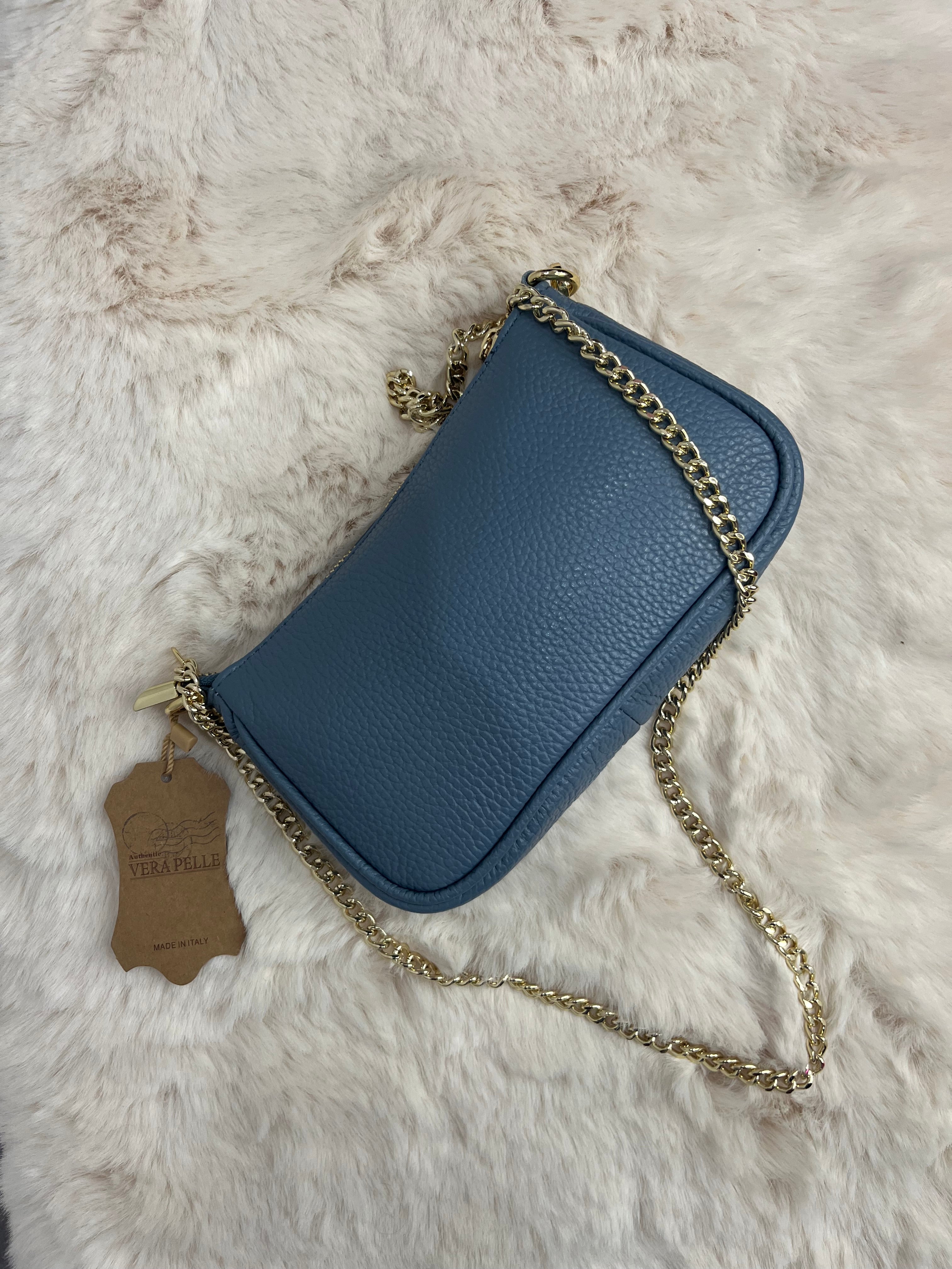 Mini Bag Eva Pelle Made in Italy Catena Oro - Borsa Tracolla Donna