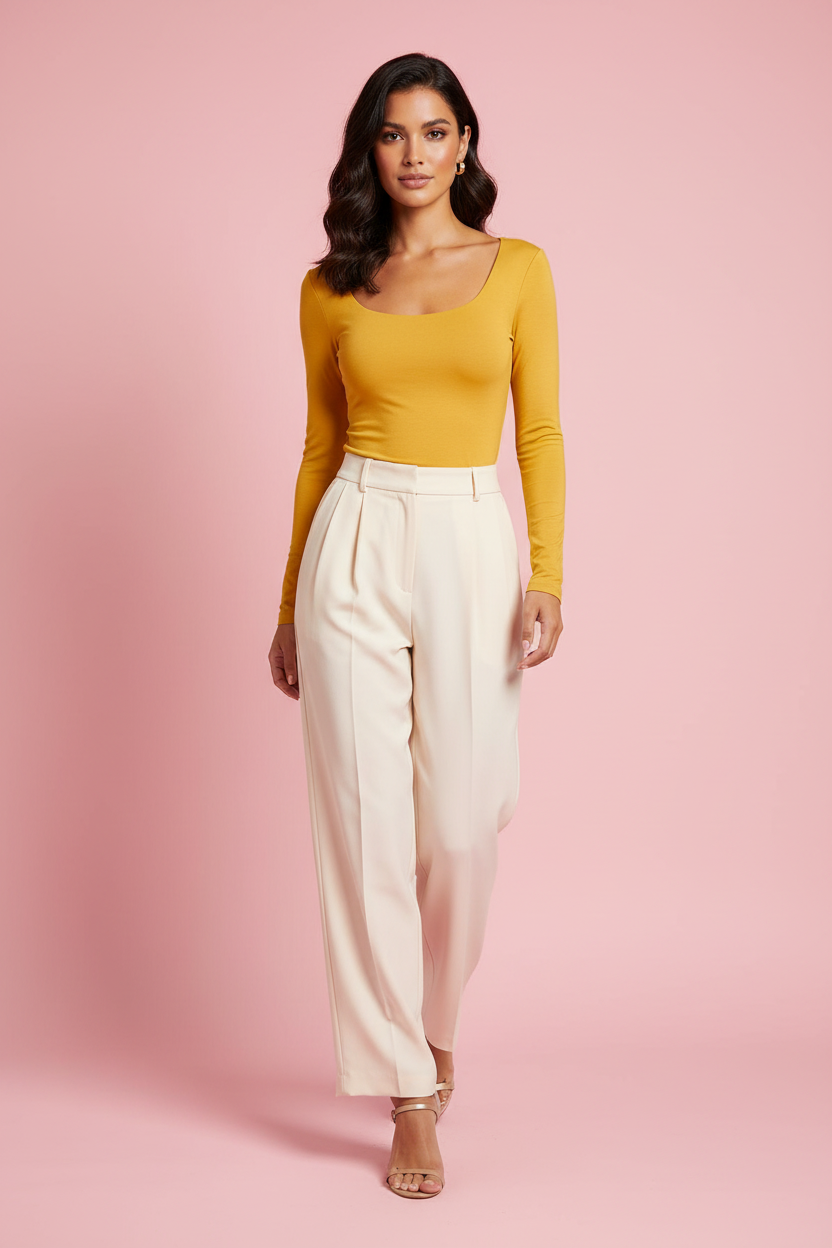 Maglia Laura – Top a Manica Lunga con Scollo Squadrato