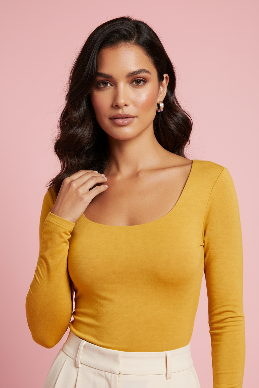 Maglia Laura – Top a Manica Lunga con Scollo Squadrato