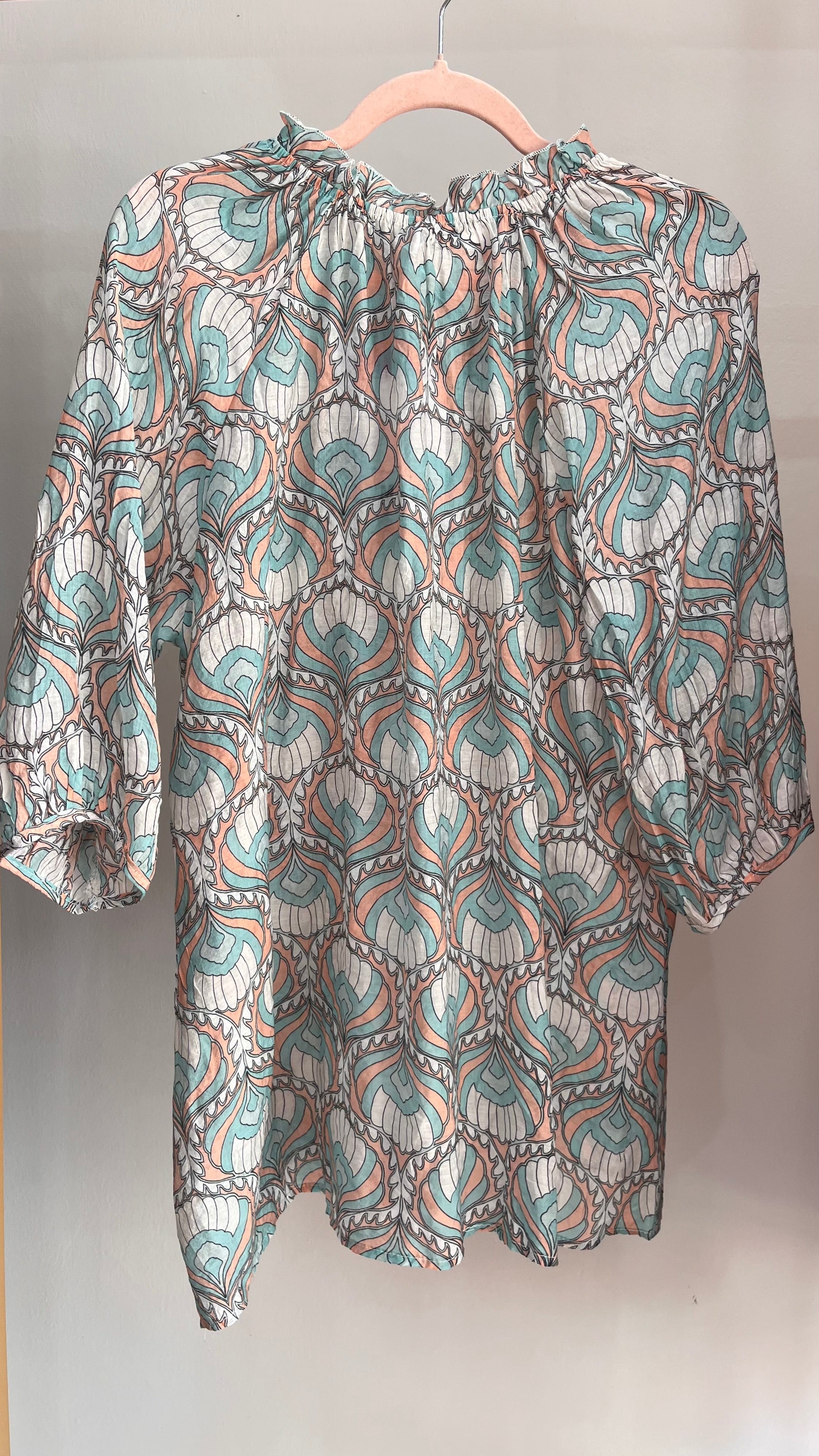 Blusa Paola – Fantasia Paisley Turchese