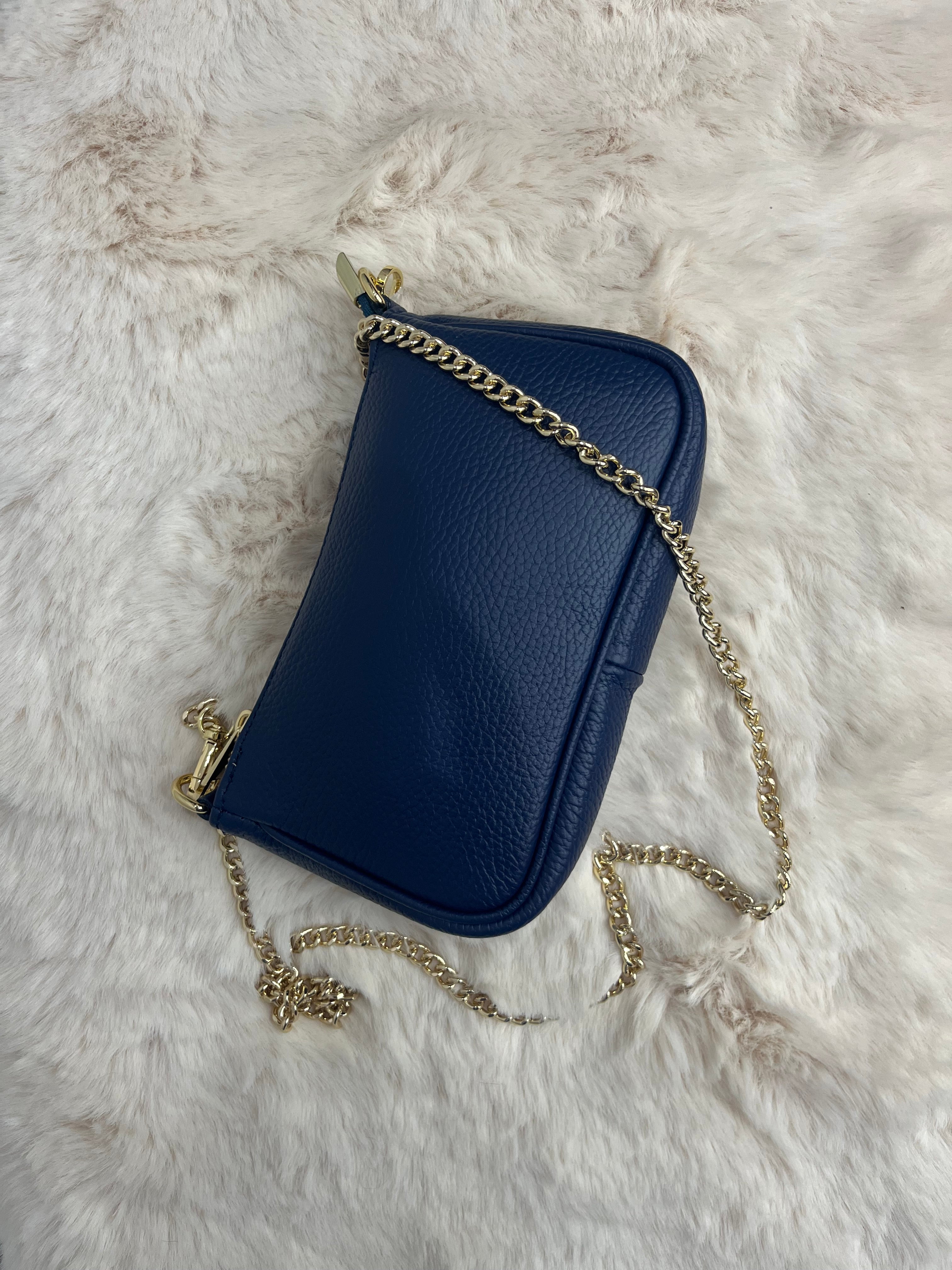 Mini Bag Eva Pelle Made in Italy Catena Oro - Borsa Tracolla Donna