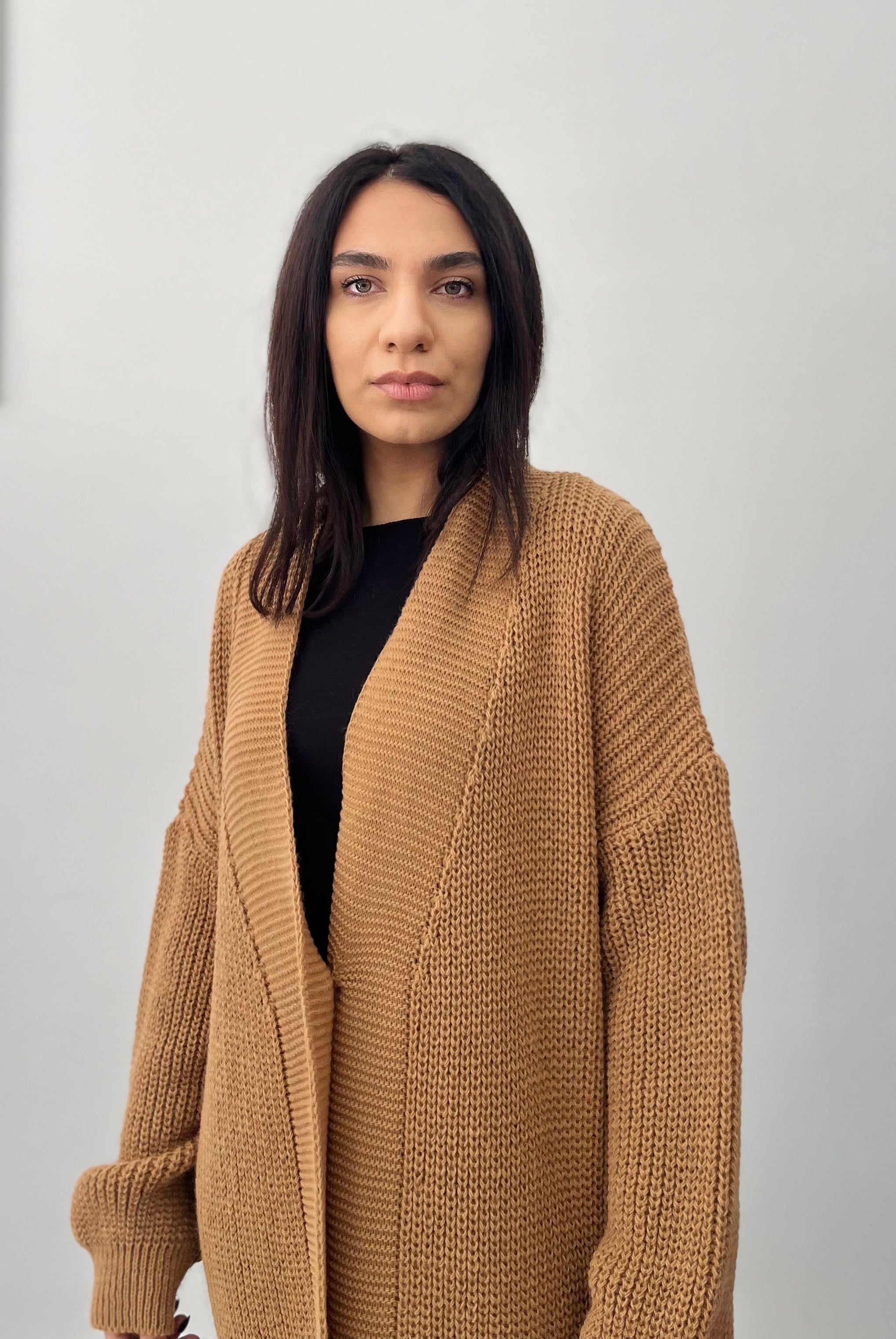 Cardigan Siena - Cardigan Lavorato a Maglia Caramello