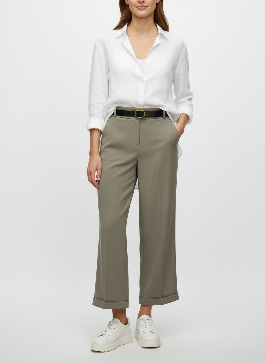 Pantalone Lina Donna con Cintura - Elegante Casual Chic Vita Alta
