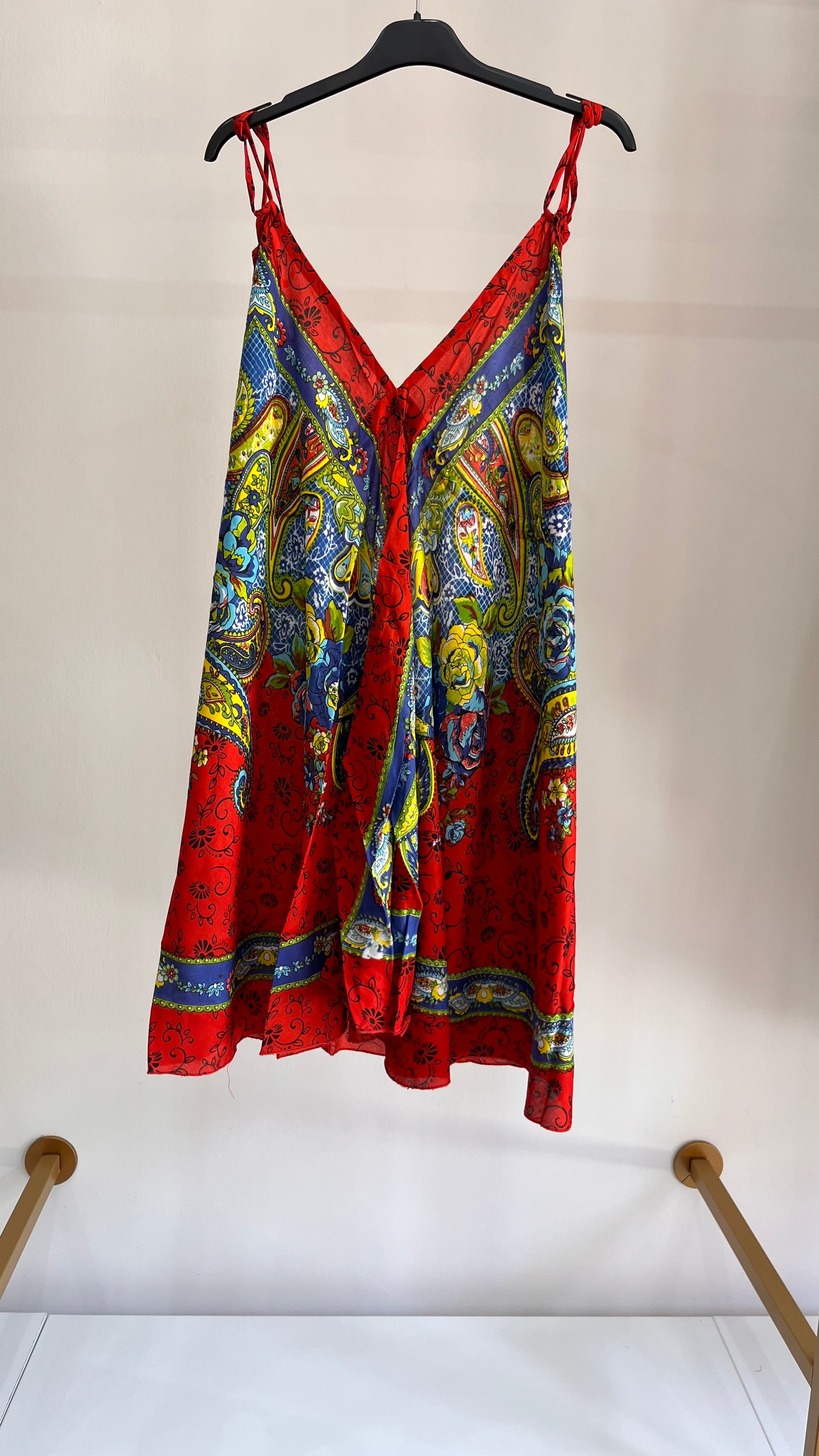 Vestito Beatrice – Abito Boho Paisley con Spalline Annodate