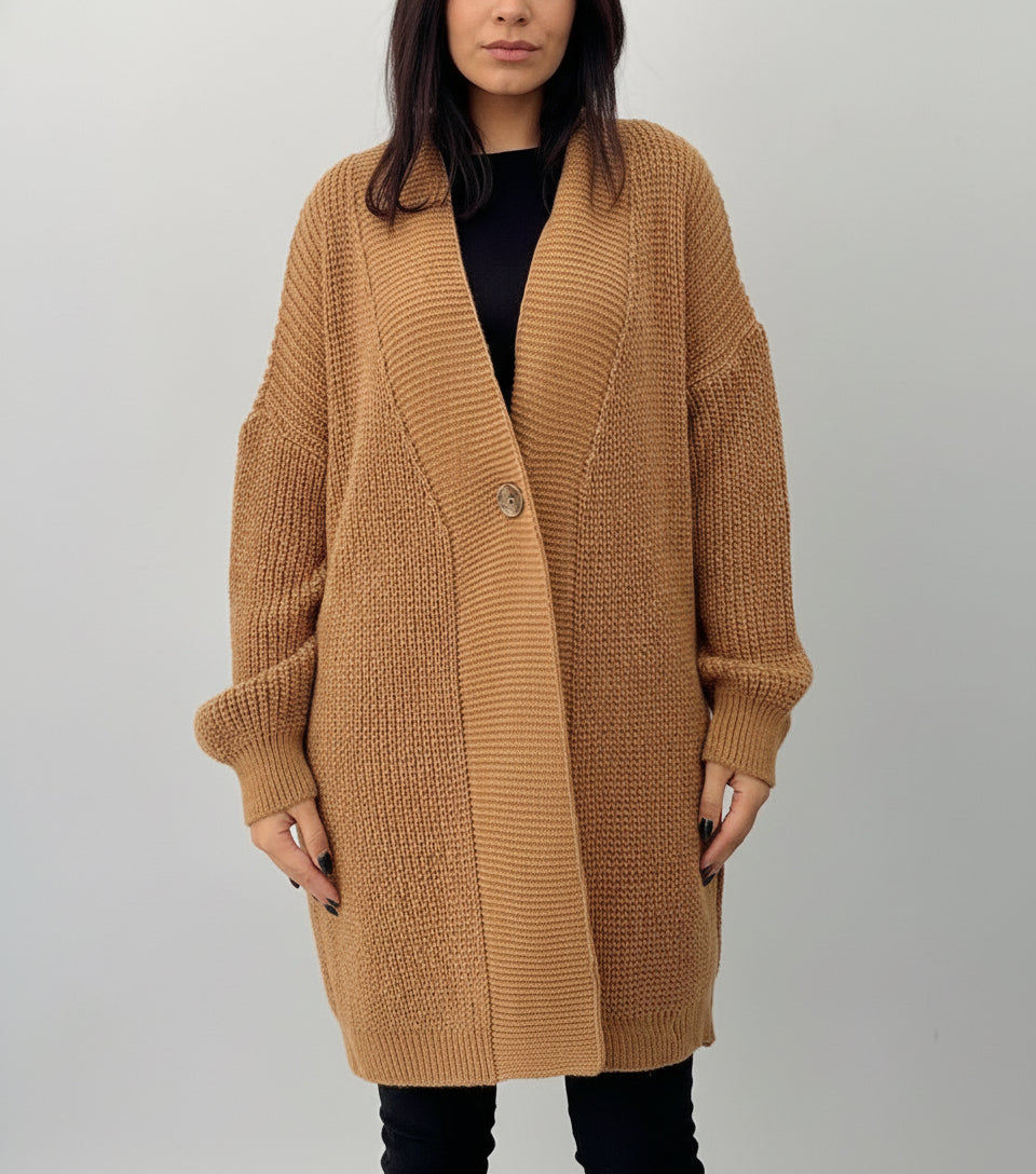 Cardigan Siena - Cardigan Lavorato a Maglia Caramello