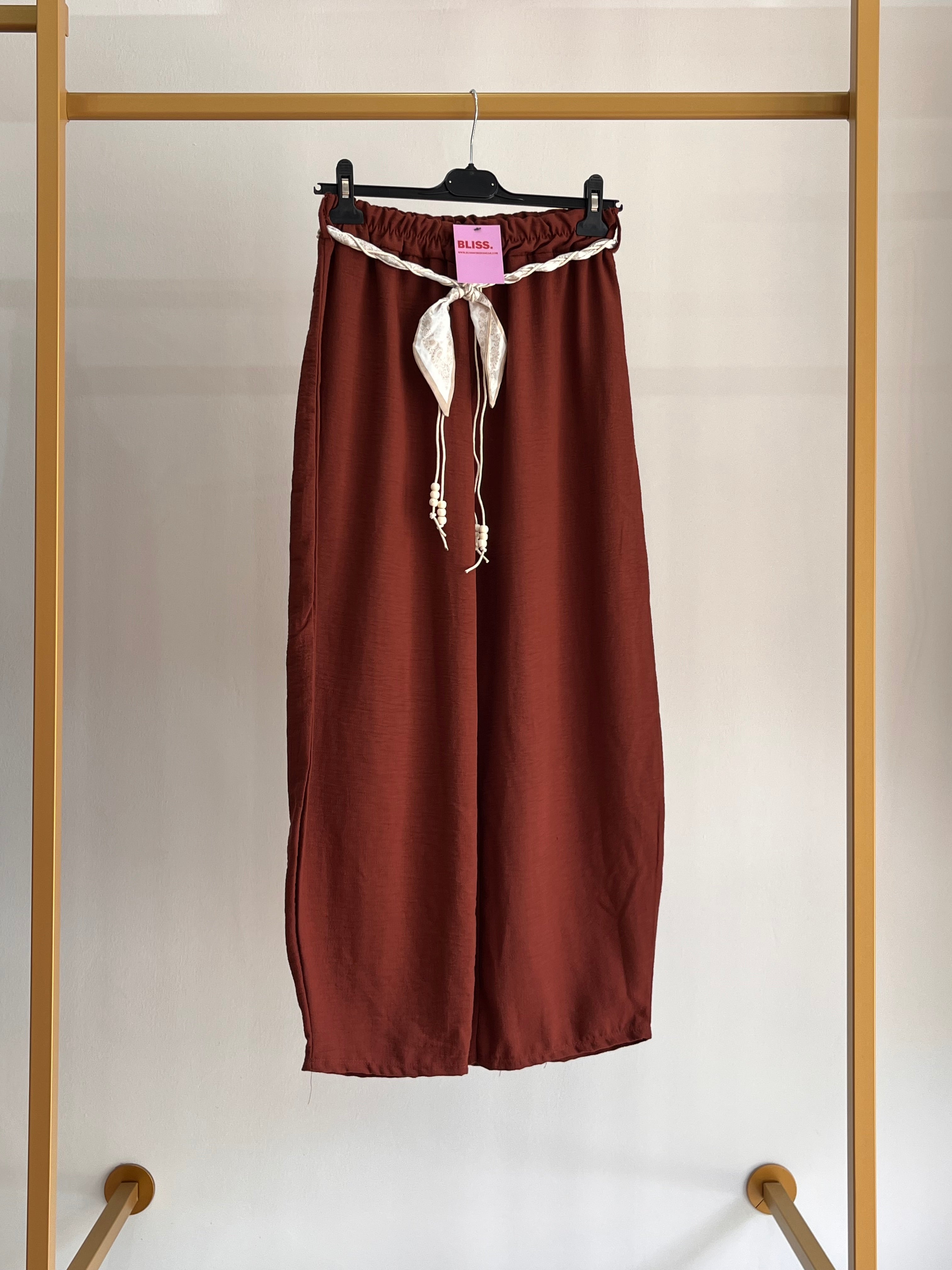 Pantalone Giulia - Pantalone Palazzo con Cintura Corda – Donna Casual Chic