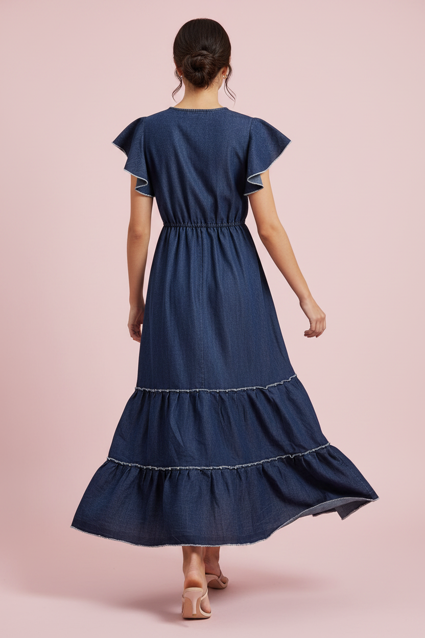 Abito Alisha – Abito Lungo in Denim con Ricami
