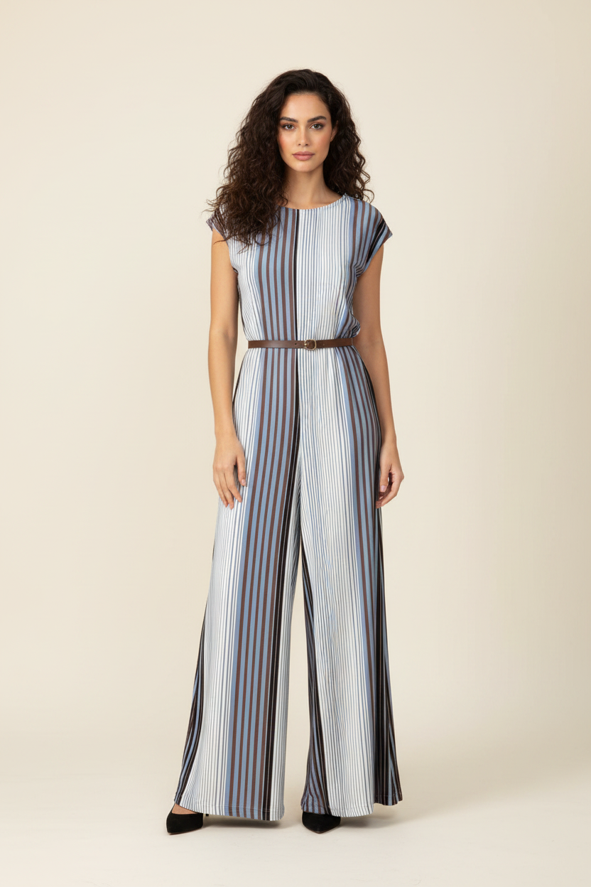Tuta Gina - Jumpsuit con Cintura e Pantalone Palazzo