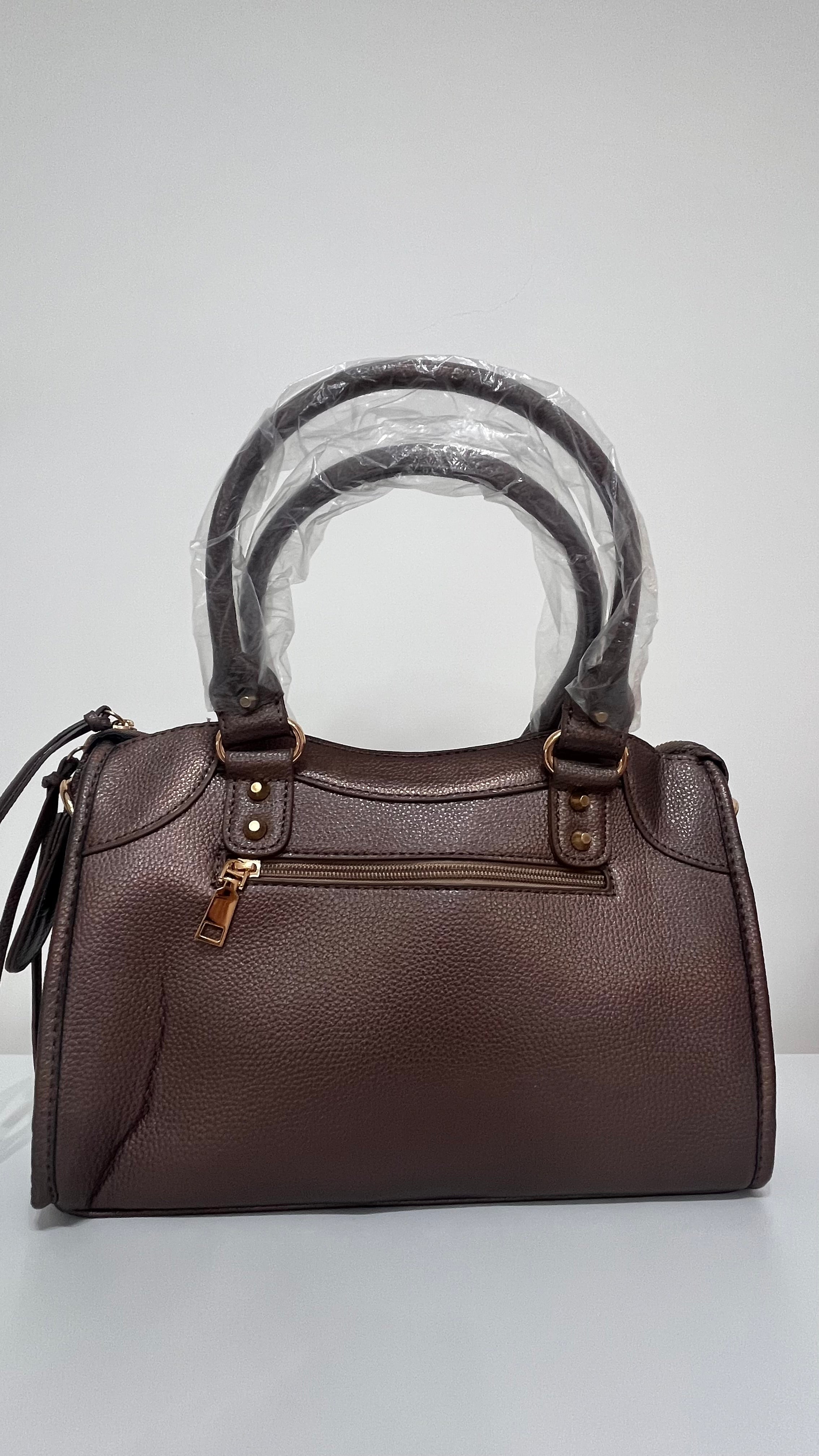 Borsa Donna Effetto Pelle Metallizzata Oro/Bronzo con Tracolla | Stile Glam Chic