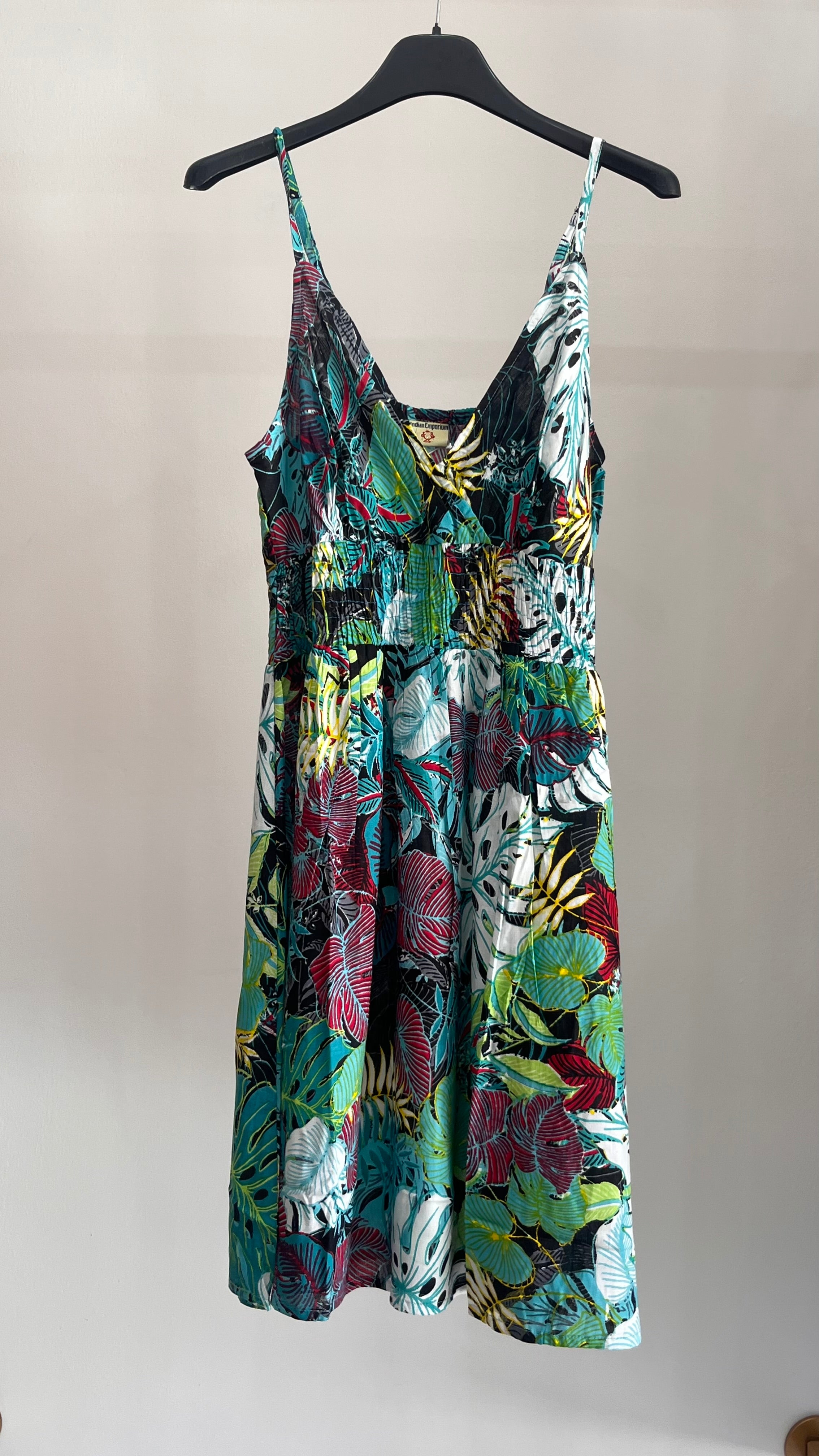 Vestito Delia – Vestito Mare Fantasia Tropicale con Spalline Sottili