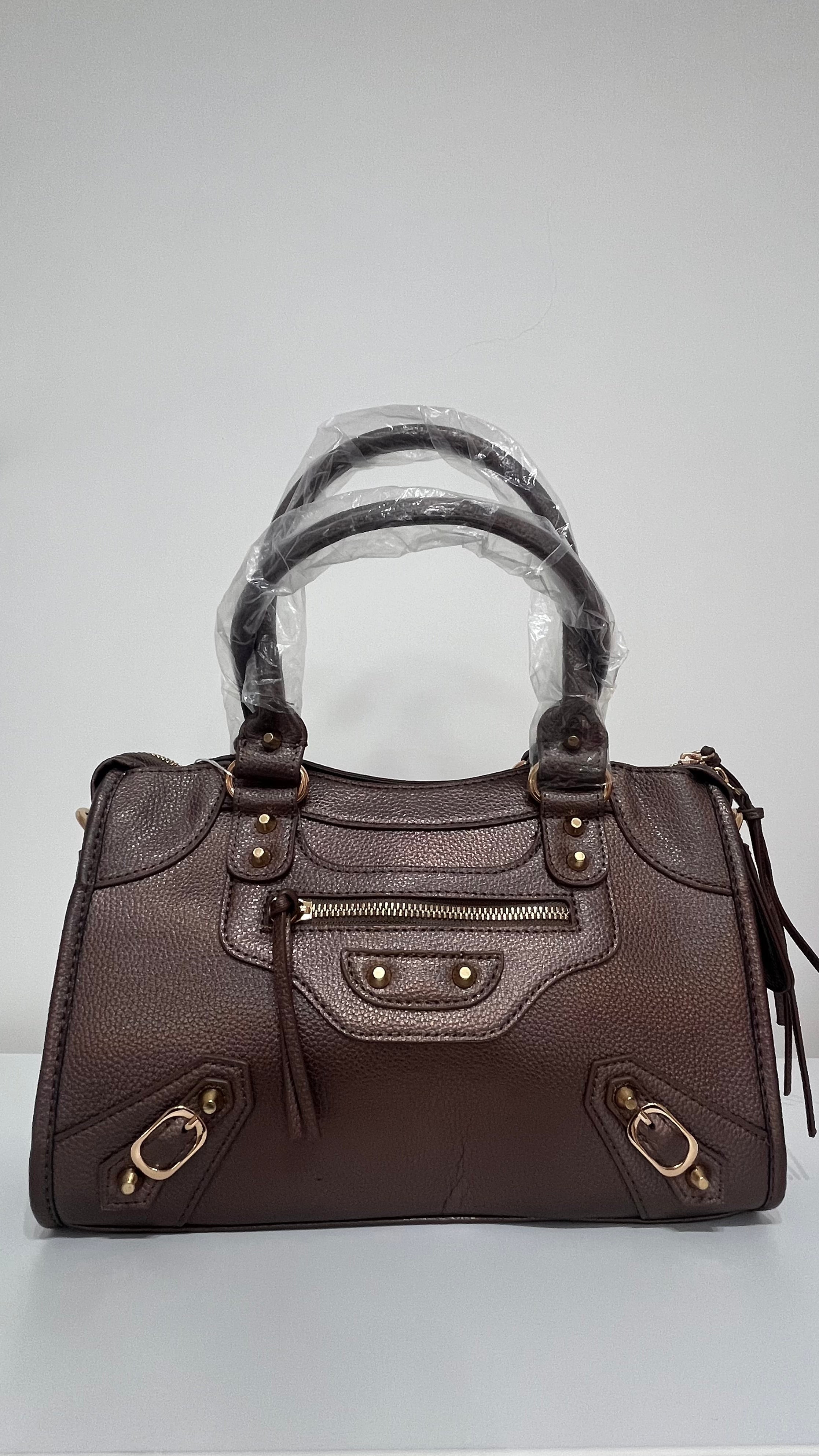 Borsa Donna Effetto Pelle Metallizzata Oro/Bronzo con Tracolla | Stile Glam Chic