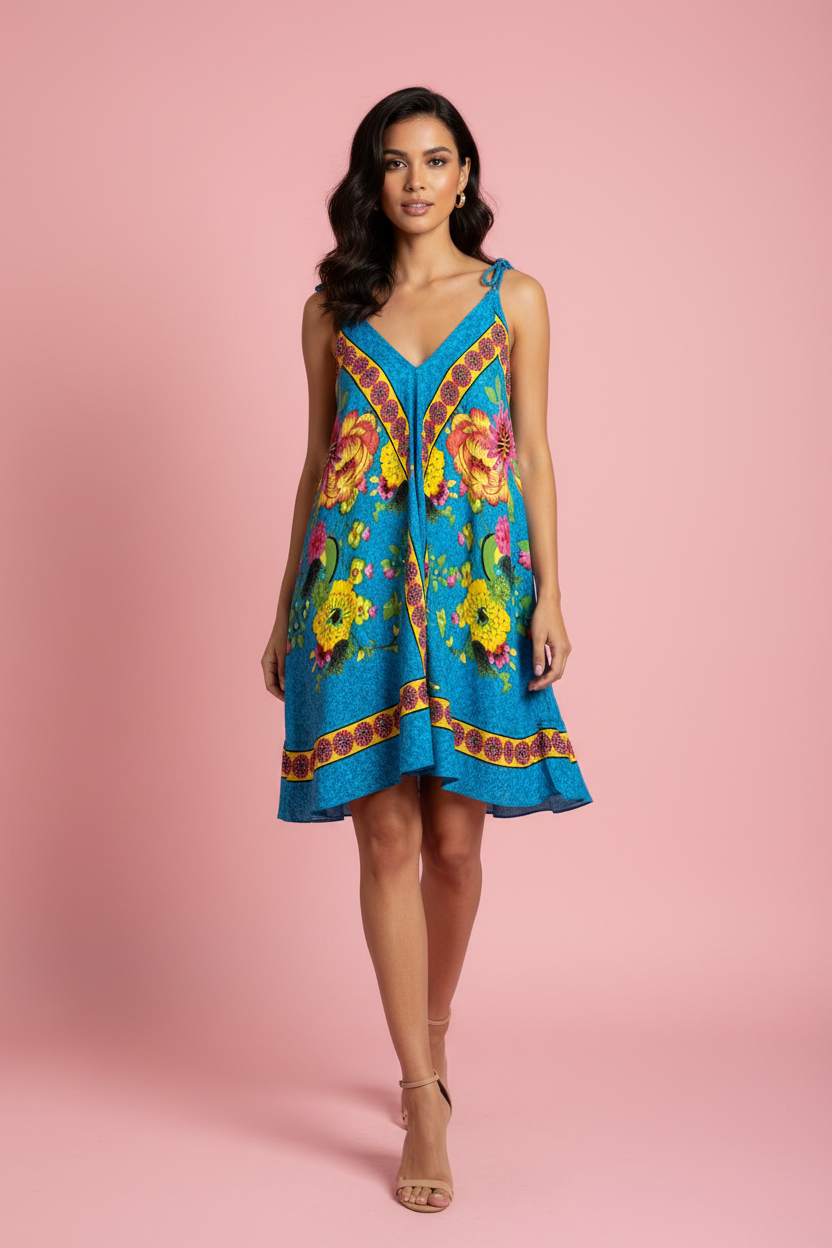 Vestito Arianna – Abito Corto Floreale con Spalline