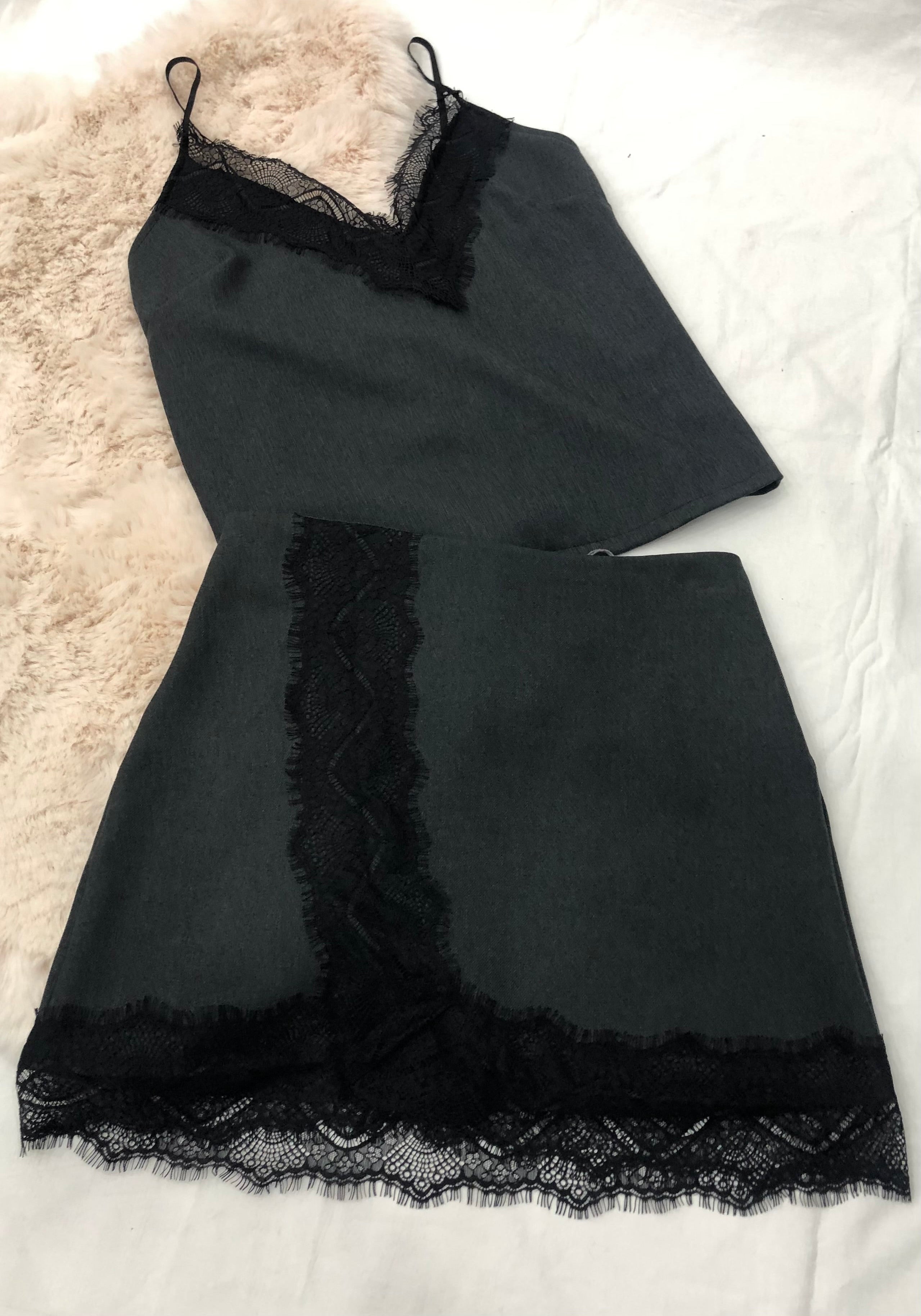 Coordinato Camilla Sarga e Pizzo - Gonna e Top Elegante Donna