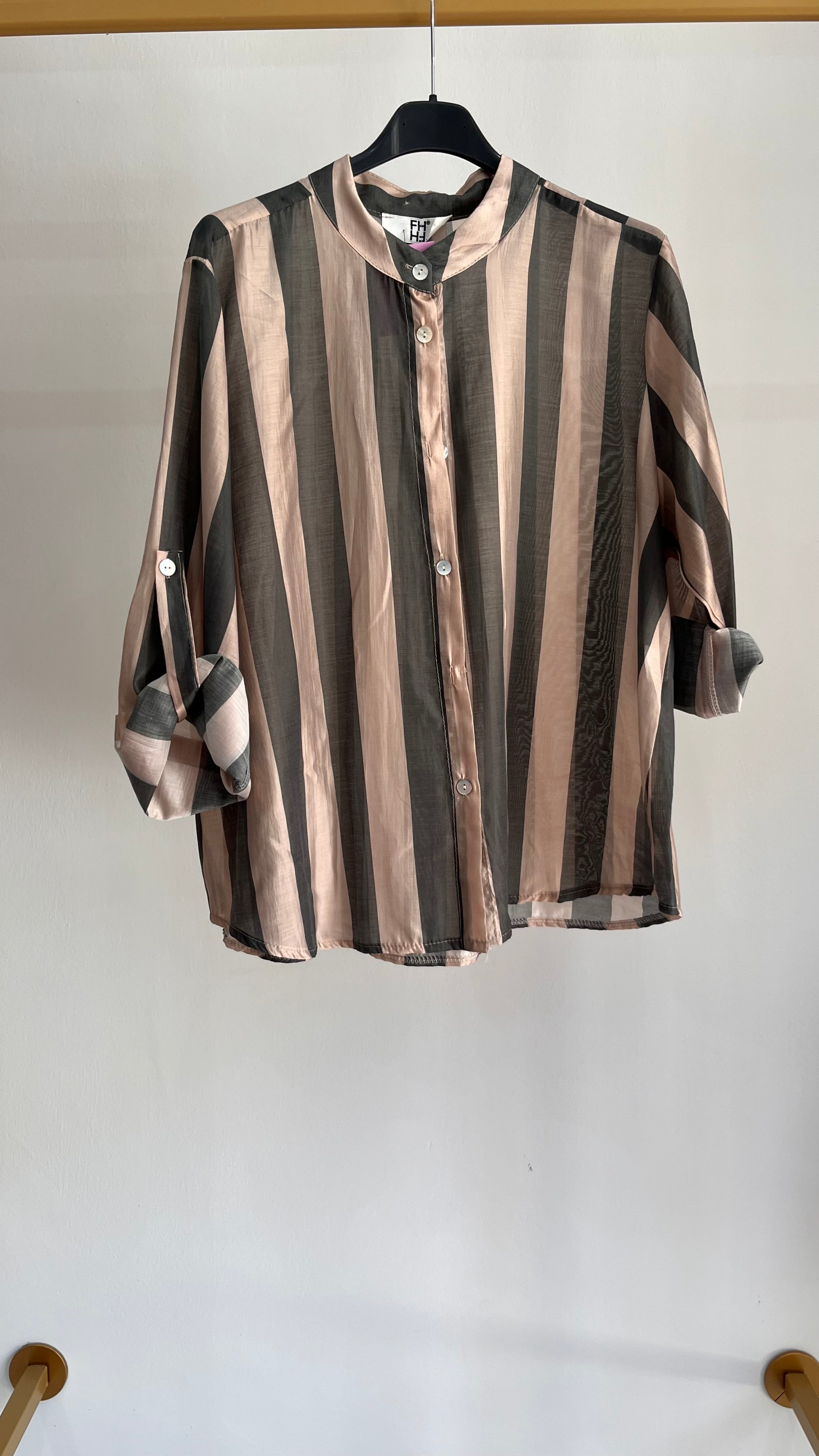 Camicia Rita – Camicia a Righe con Collo alla Coreana
