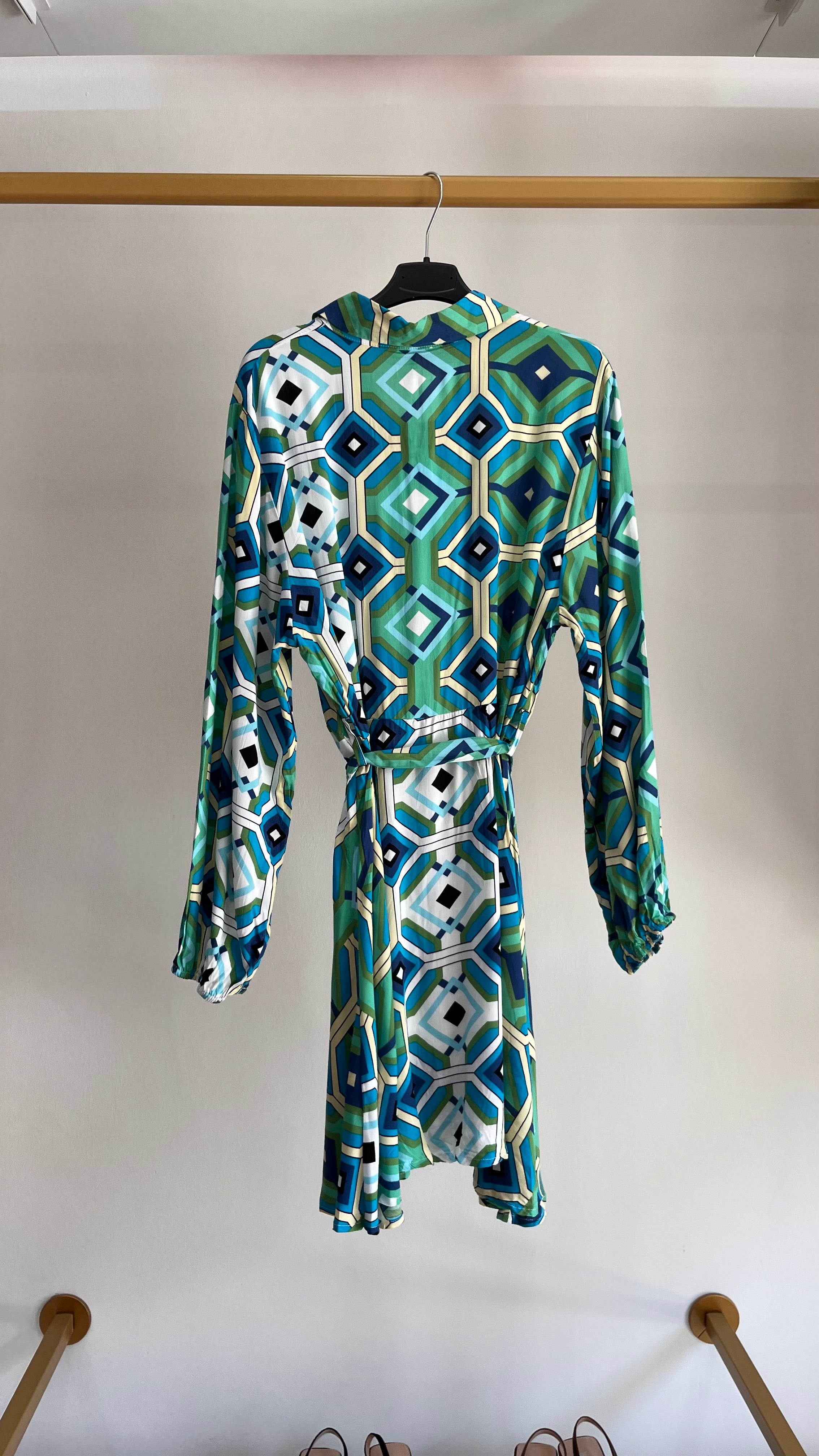 Vestito Gisella – Abito Chemisier Midi con Stampa Geometrica