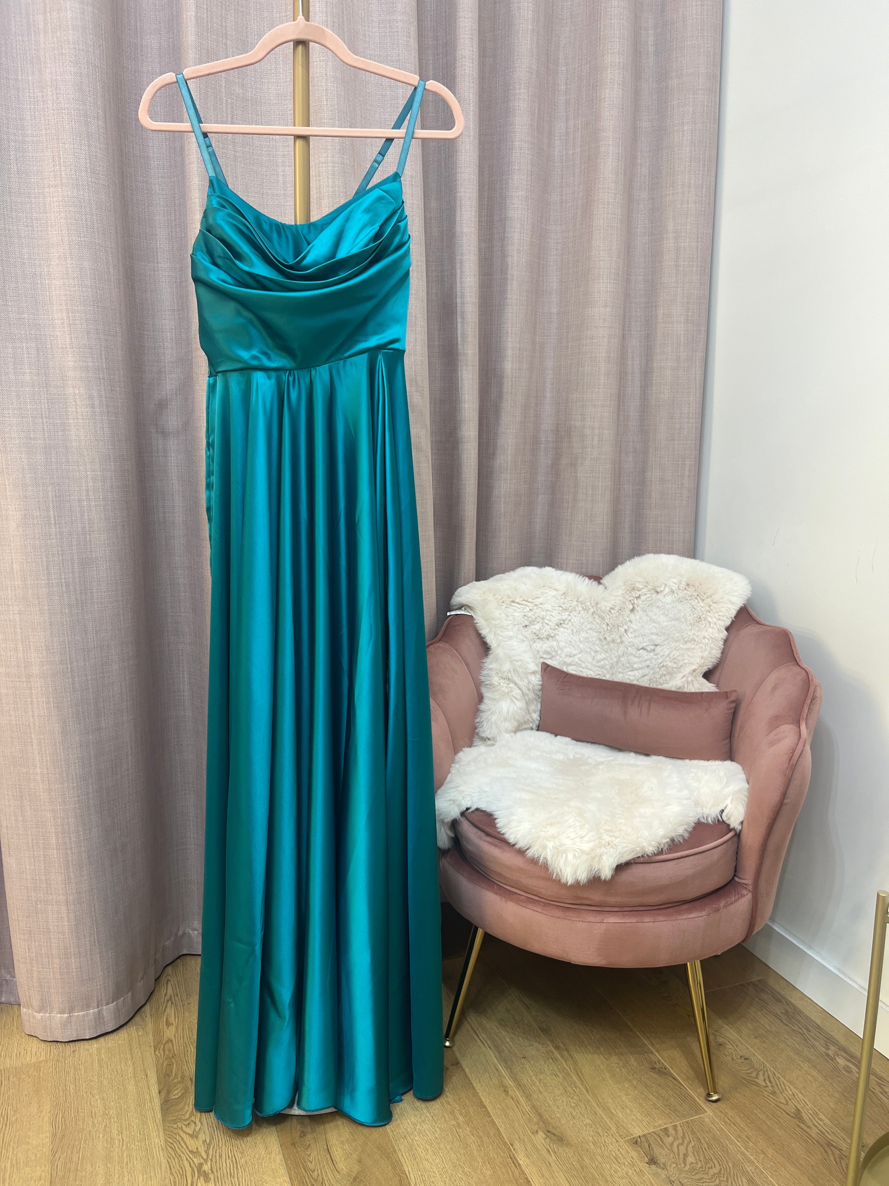 Abito Agata Lungo in Satin – Vestito Donna Elegante da Cerimonia