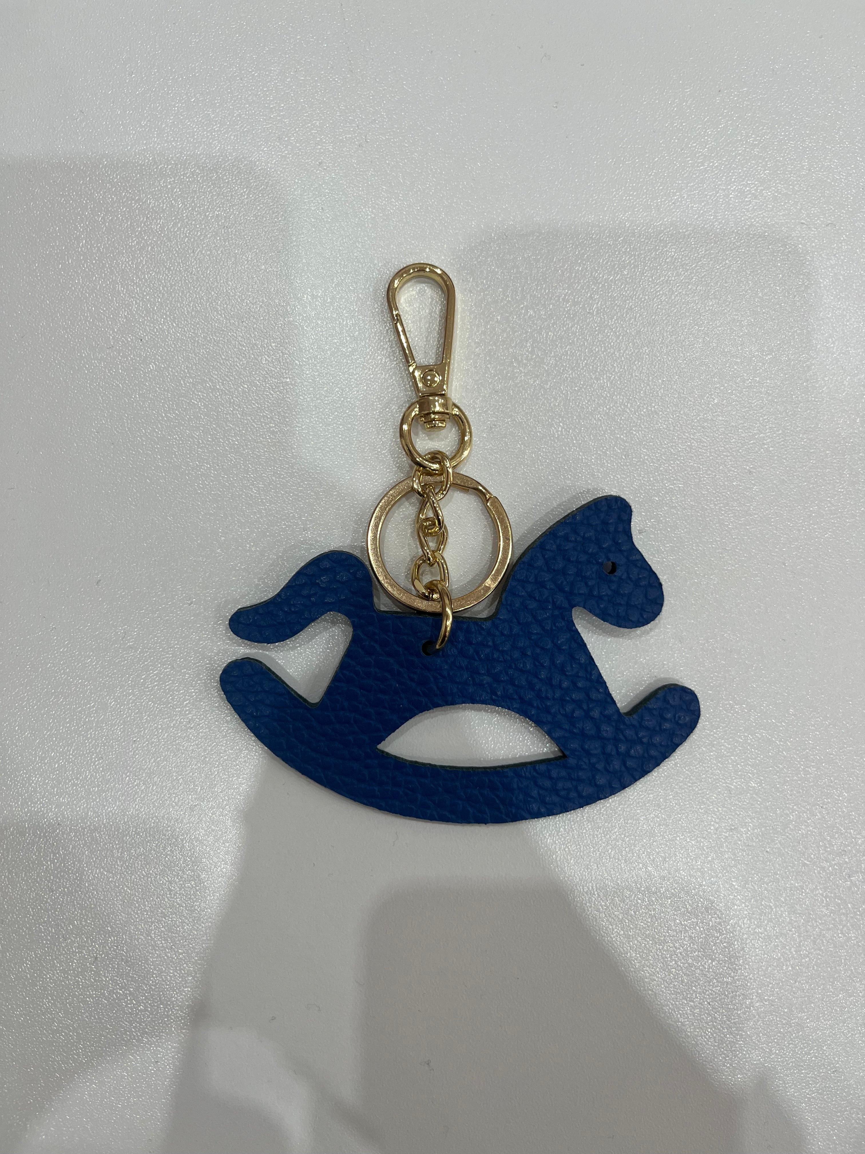 Portachiavi in Vera Pelle con Charm Cavallino o Cuore | Accessorio Borsa Donna