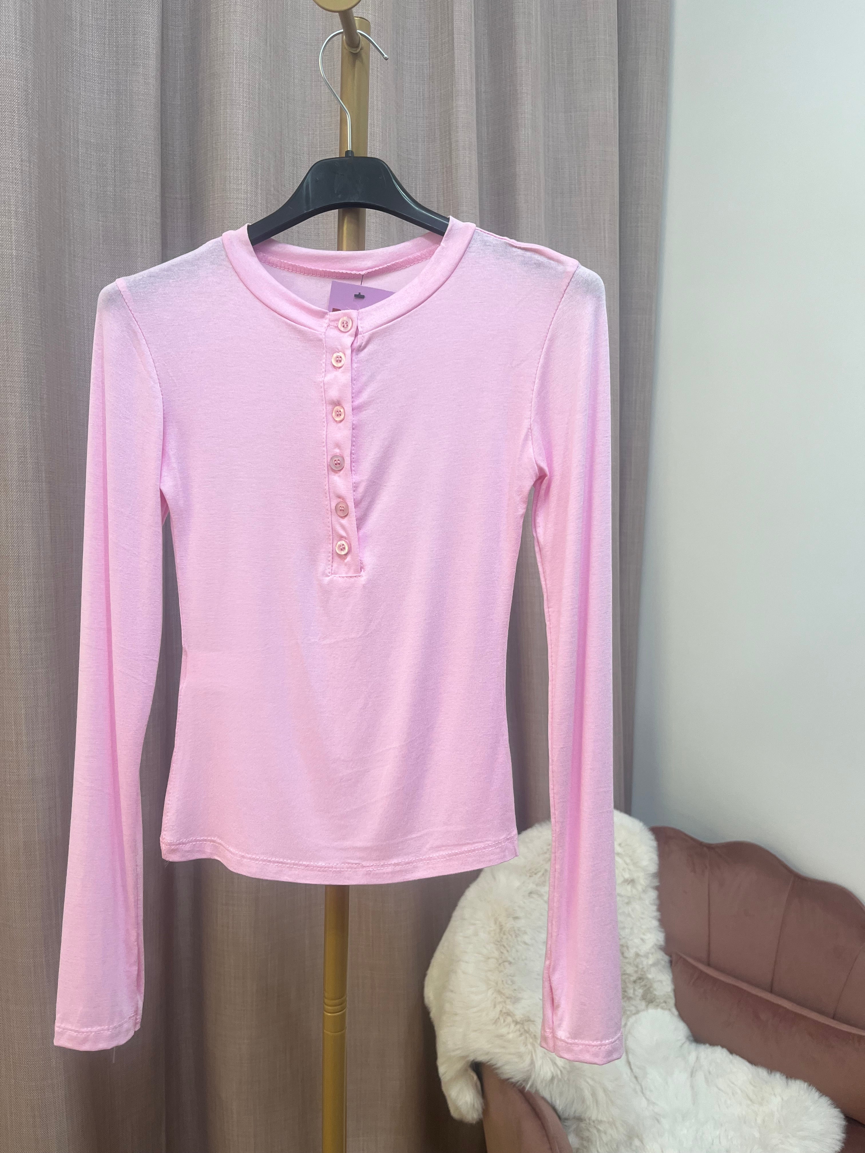 Maglia Torino - Maglia Basic a Costine con Bottoni – Manica Lunga Donna