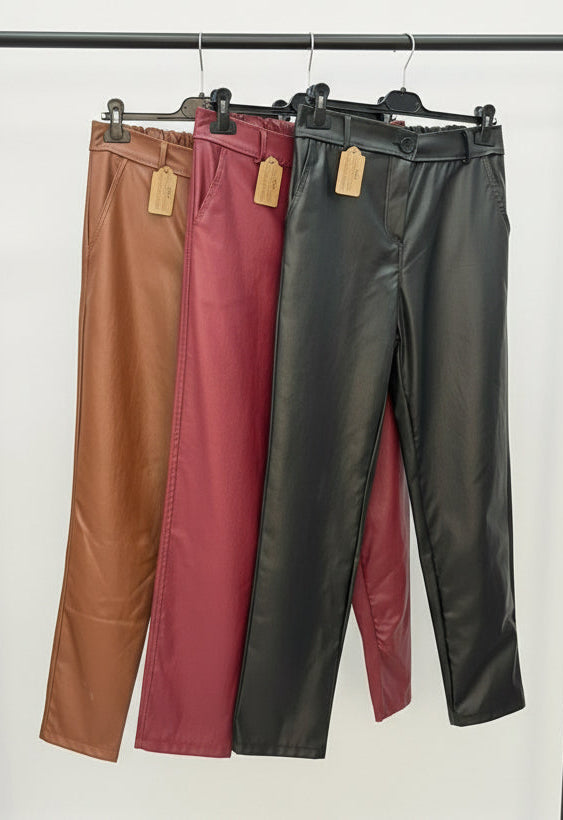 Pantalone Roxanne Ecopelle Donna - Elegante Premium Vita Alta