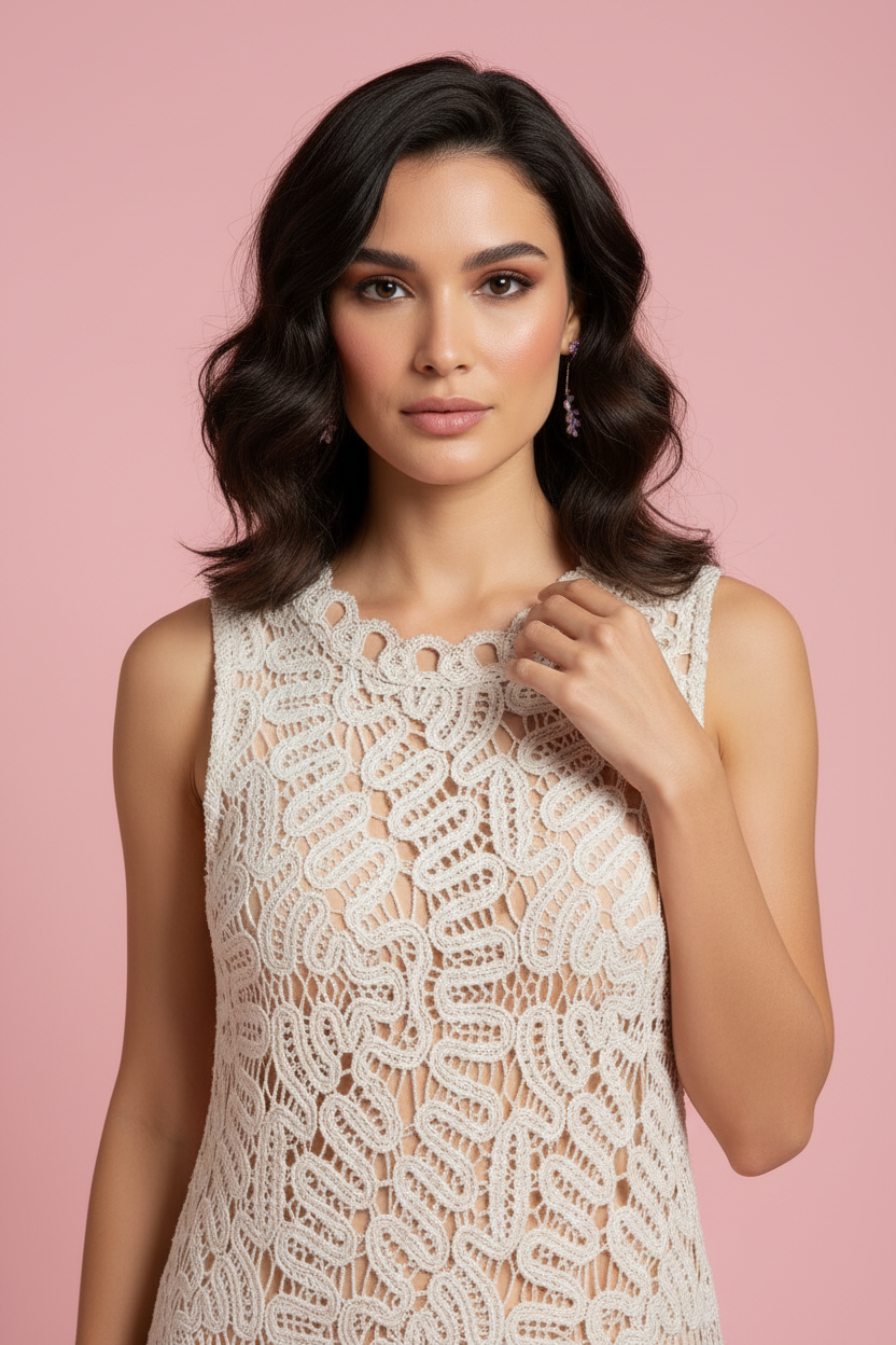 Copricostume Nerea - Abito corto in pizzo crochet