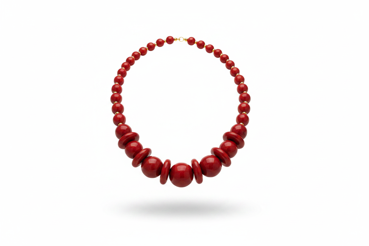 Collana Mediterraneo con perle Rosso corallo - Design Bold