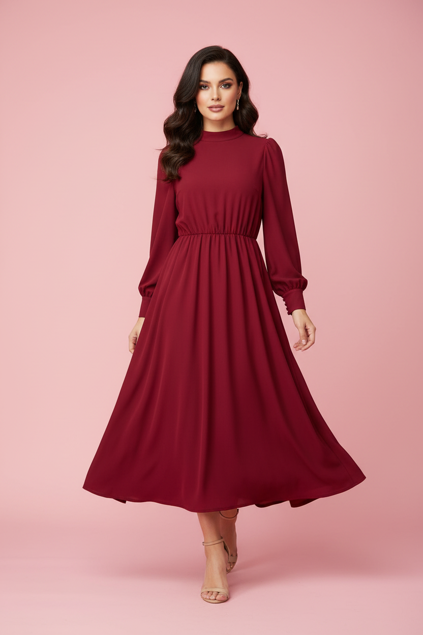 Vestito Lourdes – Abito Midi maniche lunghe