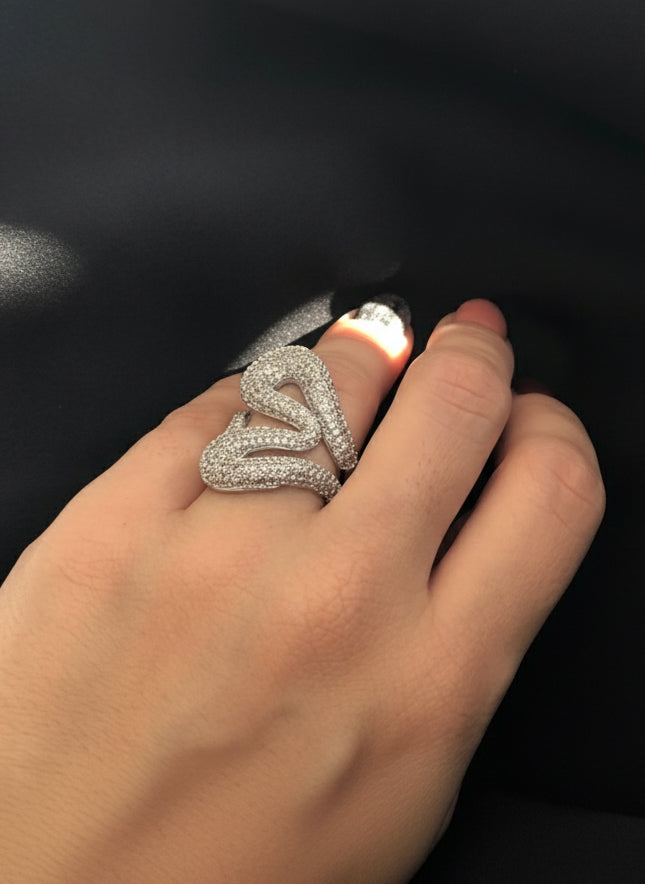 Anello Cinzia Serpente con Strass - Anello Acciaio Donna