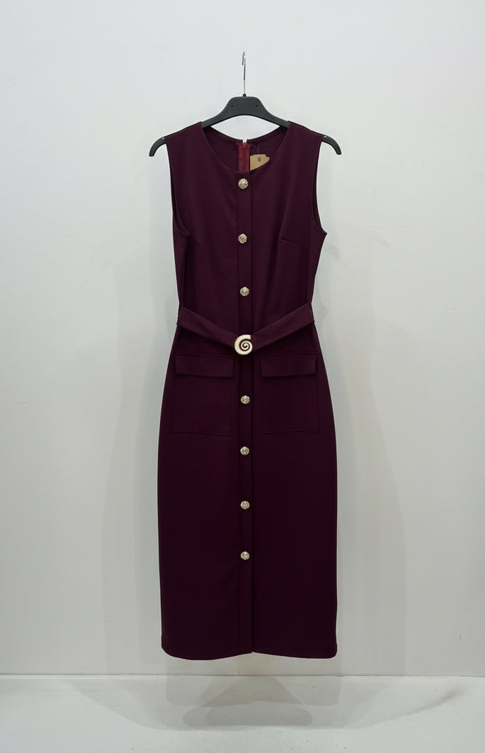 Abito Silvia Punto Milano Bordeaux - Vestito Elegante Donna XS-M
